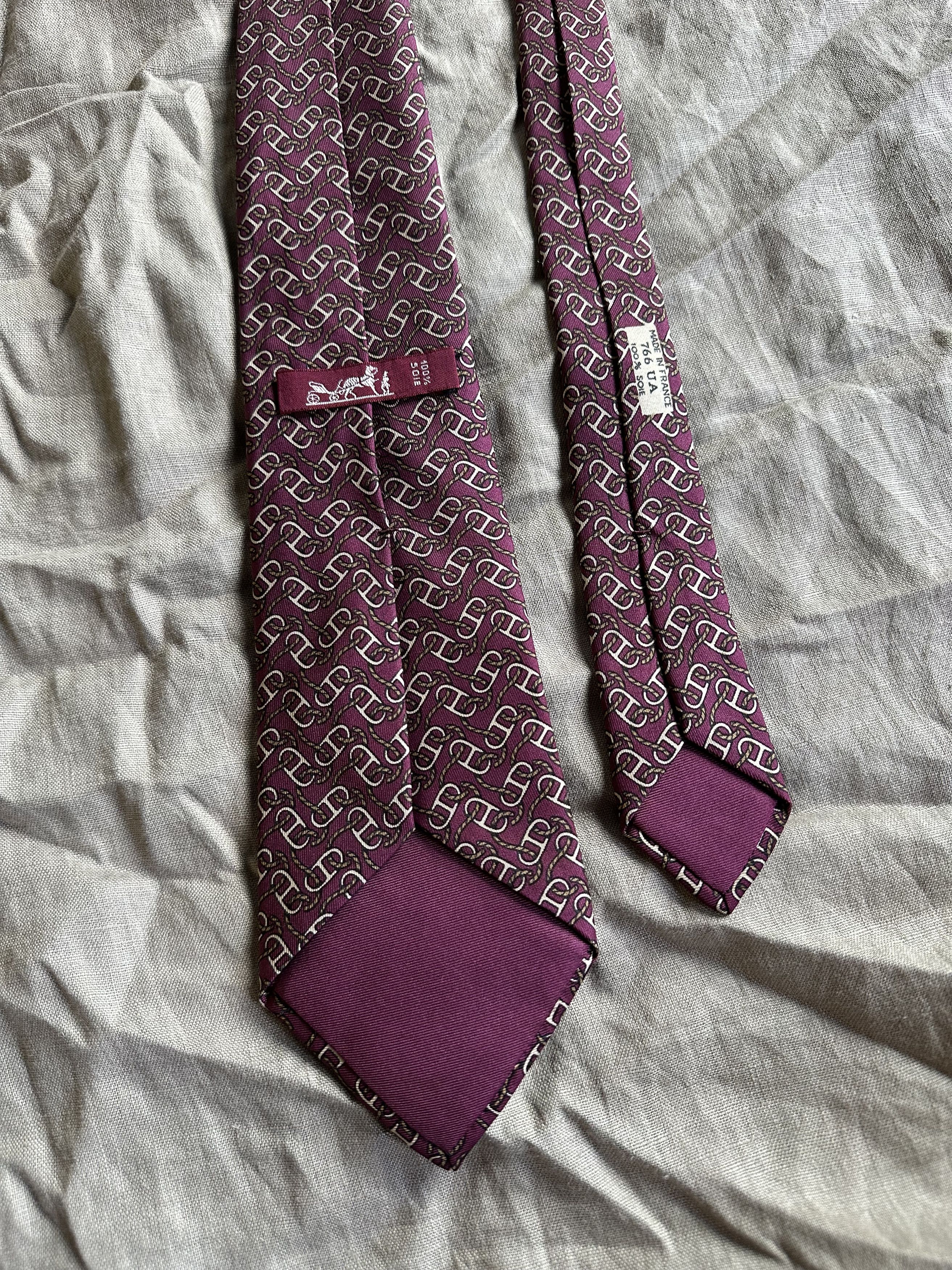 Hermes Hermes Buckle Pattern Silk Tie 7647AP Size ONE SIZE - 1 Thumbnail