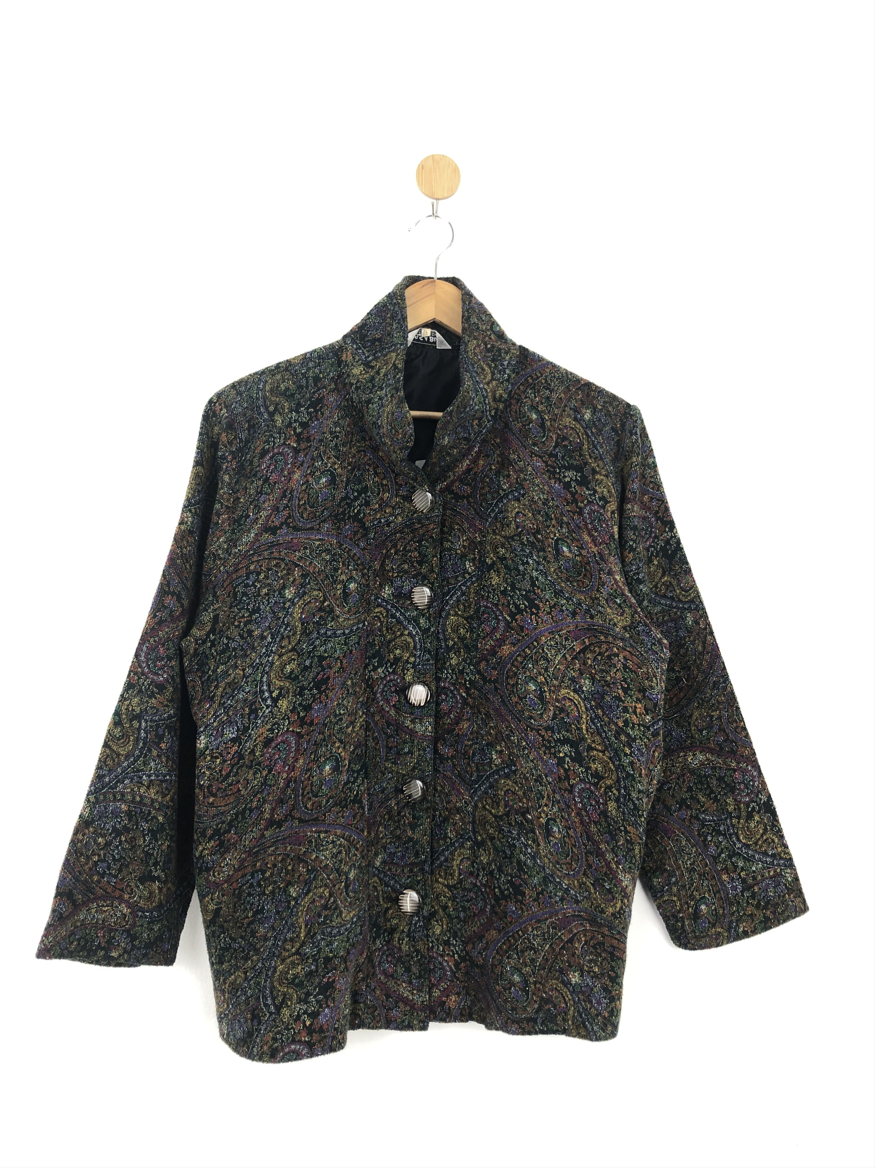 image of Vintage Paisley Design Button Up Jacket, Men's (Size Medium)
