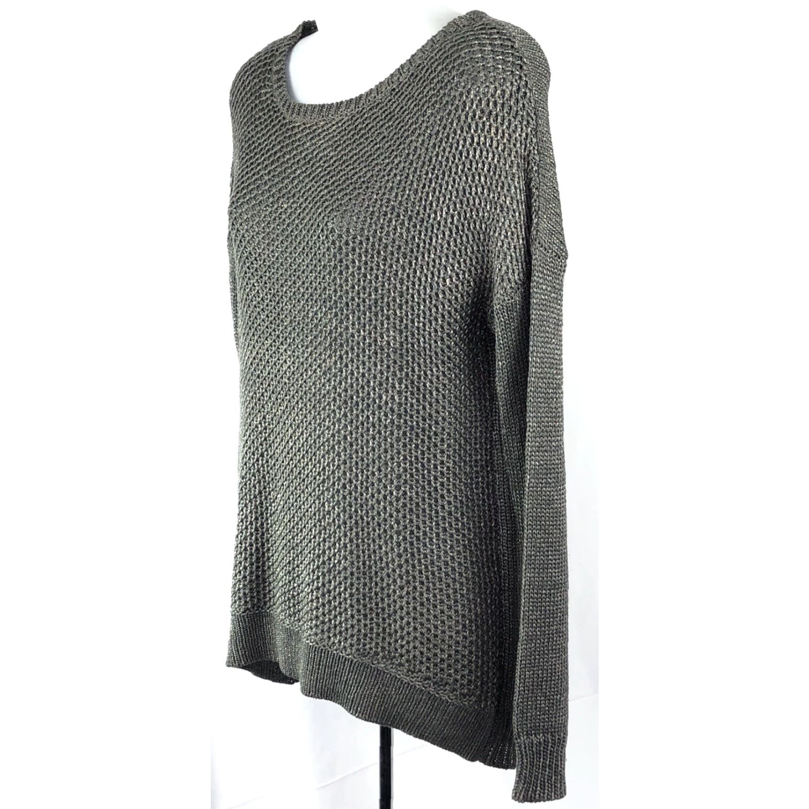 Vintage Grace Elements Sweater L Gray Pewter Scoop Neck Long Sleeve Asymmetrical Hem Women Clothing Bohemian Gothic Grunge Style Pullover Comfort Knit Size L / US 10 / IT 46 - 3 Thumbnail