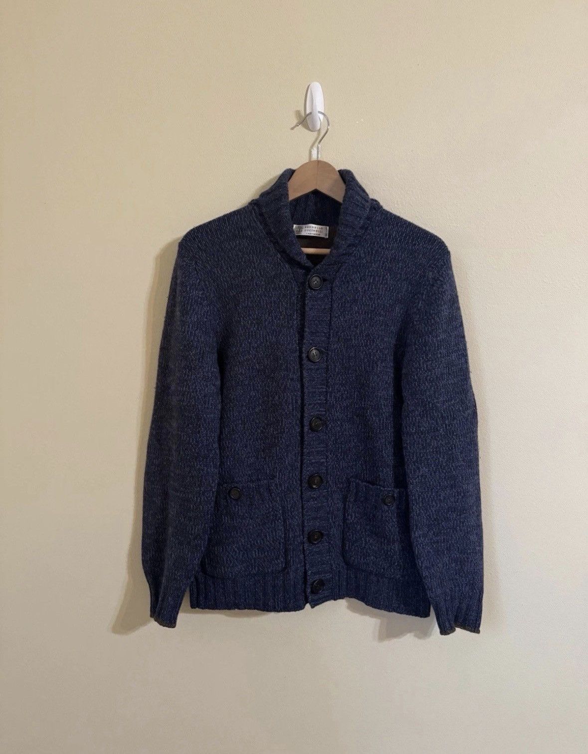 Brunello Cucinelli Brunello Cucinelli 100% Cashmere Shawl Cardigan Sweater Navy Size US M / EU 48-50 / 2 - 1 Thumbnail