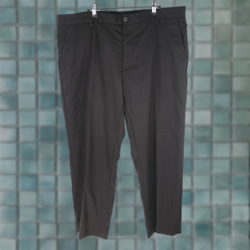 Essentials Amazon Essentials Mens Black Solid Classic Fit Flat Front Pants 42x29 Slashed Pockets Button Zipper High Rise All Season Golf Style Size US 42 / EU 58 - 1 Thumbnail