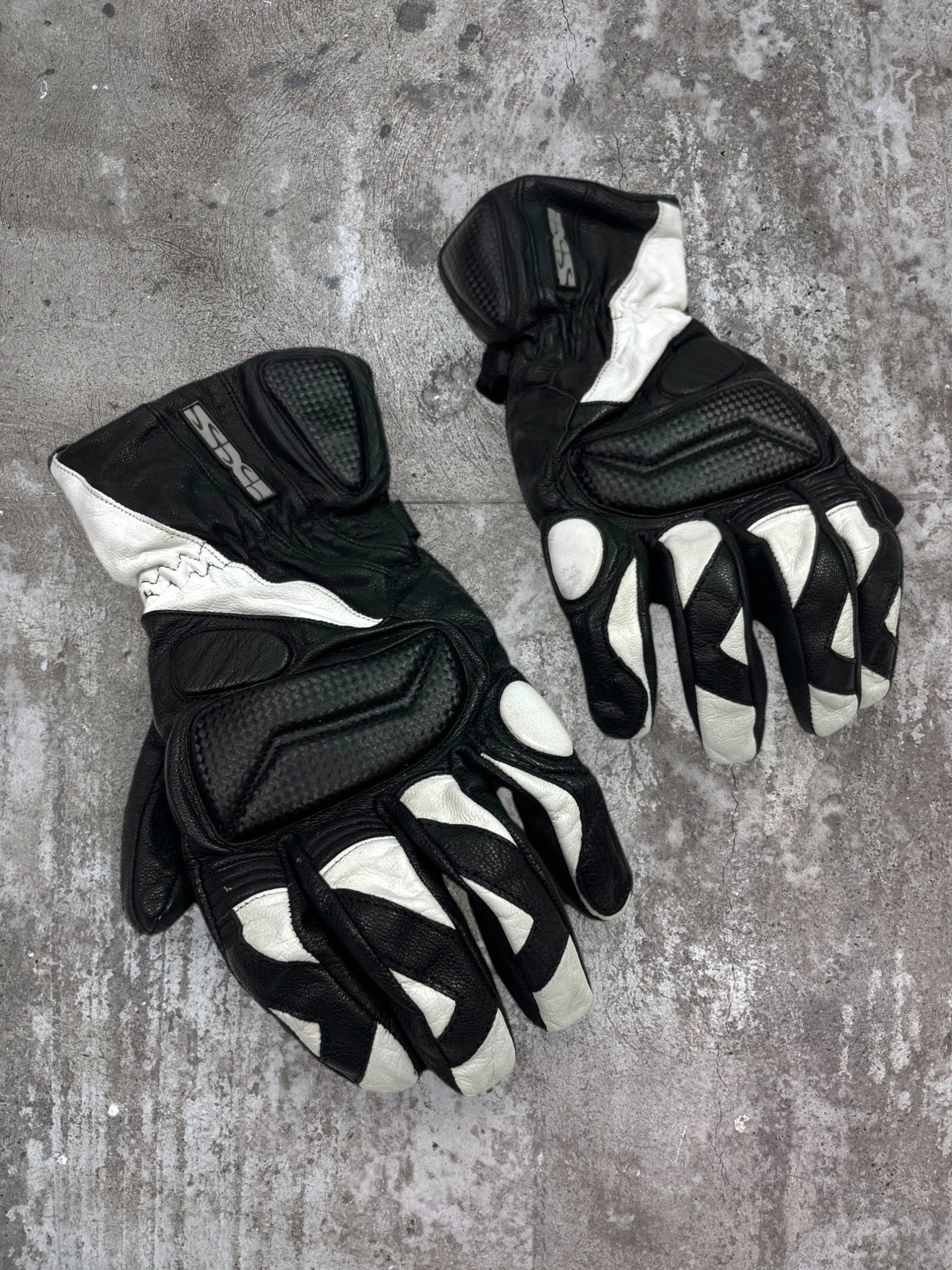 Japanese Brand IXS RACING LEATHER MOTORCYCLE ARCHIVE GLOVES 1990s - № 4003 Size ONE SIZE - 1 Thumbnail