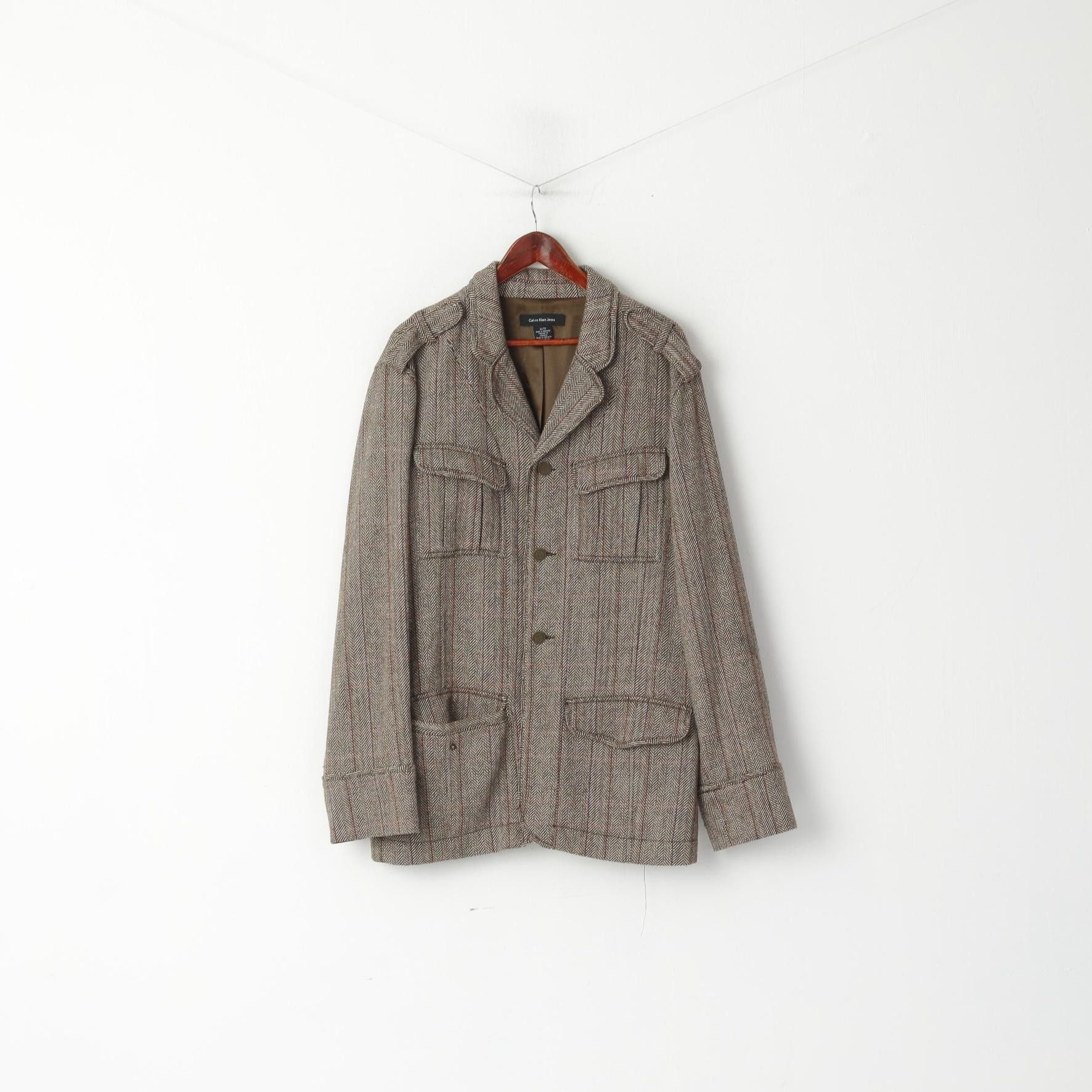 Calvin Klein Calvin Klein Jeans Men XL Jacket Brown Wool 5523 Size US XL / EU 56 / 4 - 2 Thumbnail
