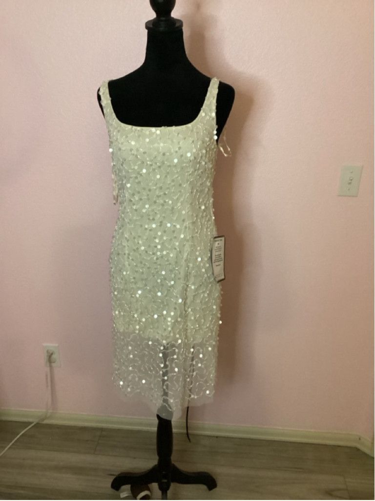 Adrianna Papell Women's Adrianna Papell Ivory/Pearl Beaded Dress Size 2 Size XS / US 0-2 / IT 36-38 - 5 Thumbnail