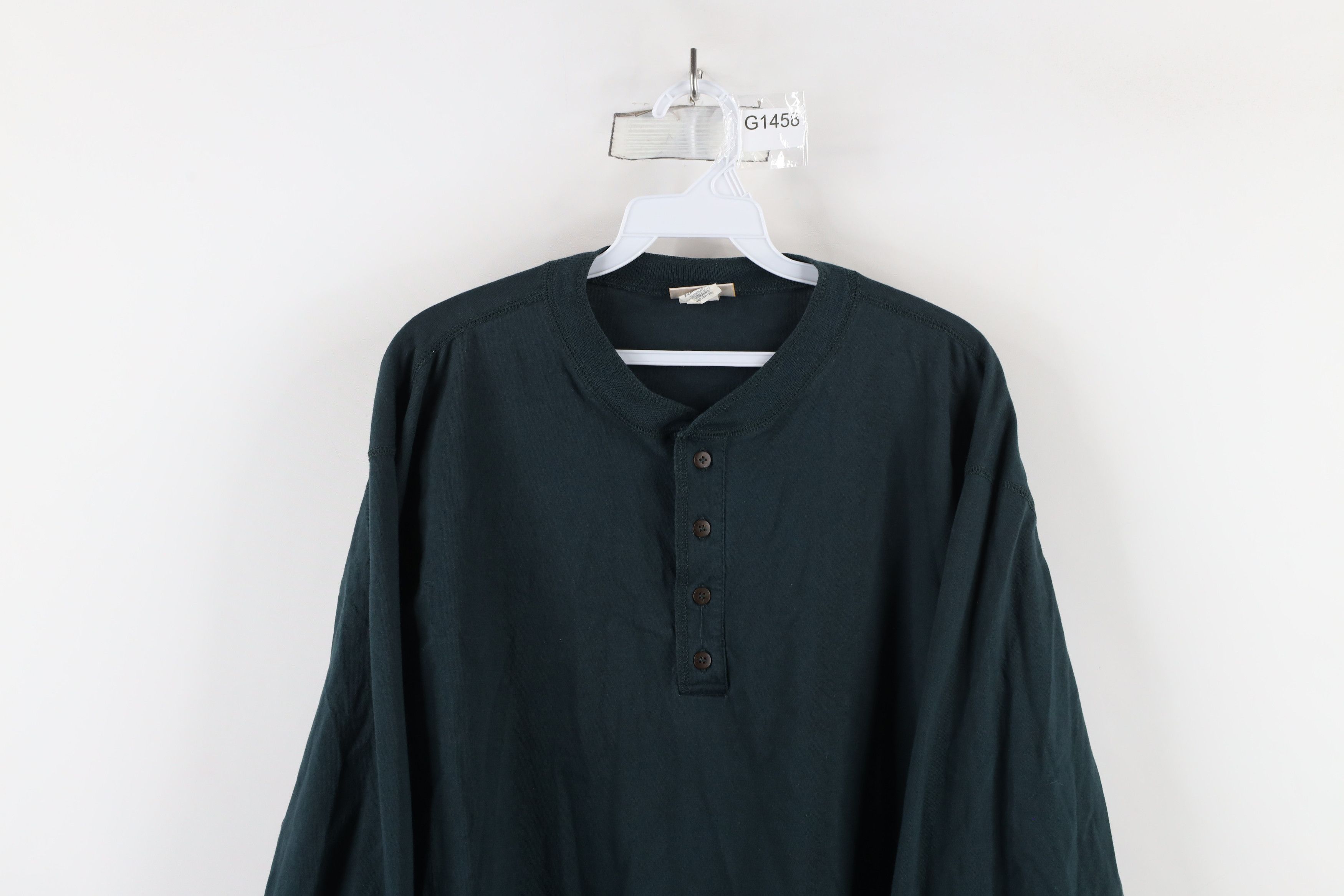 L.L. Bean × Vintage Vintage 90s LL Bean Blank Long Sleeve Henley T-Shirt Green Size US XL / EU 56 / 4 - 2 Thumbnail