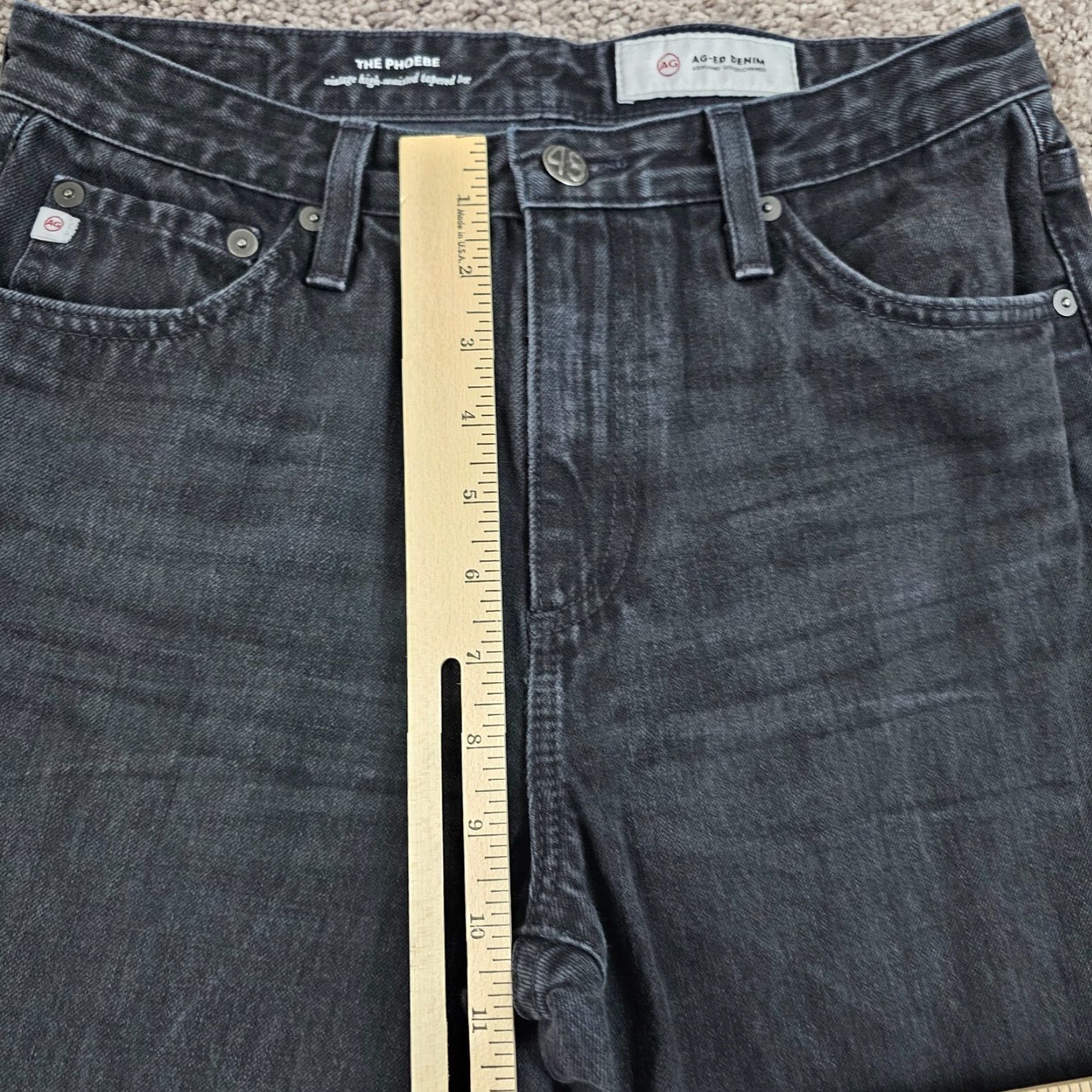Vintage AG Adriano Goldschmied Women's Jeans 28 Black Tapered High Waisted Denim 26x27 Regular Size 28" / US 6 / IT 42 - 4 Thumbnail