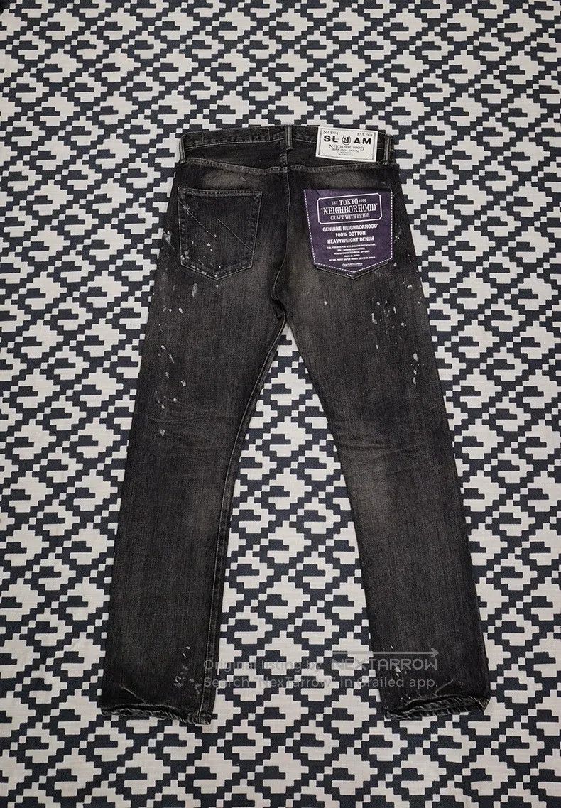Neighborhood Neighborhood size L SLAM JAM Washed Splatter Denim Pants Size US 27 - 2 Thumbnail