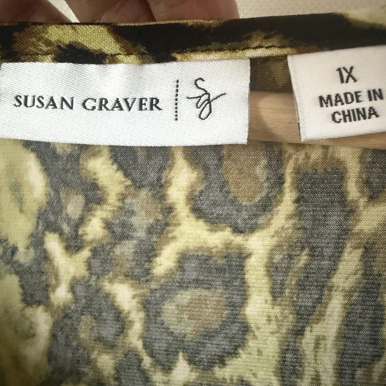 Other Susan Graver Leopard Print Cowl Green Brown Sleeveless Top Size 3XL / US 20-22 - 3 Thumbnail