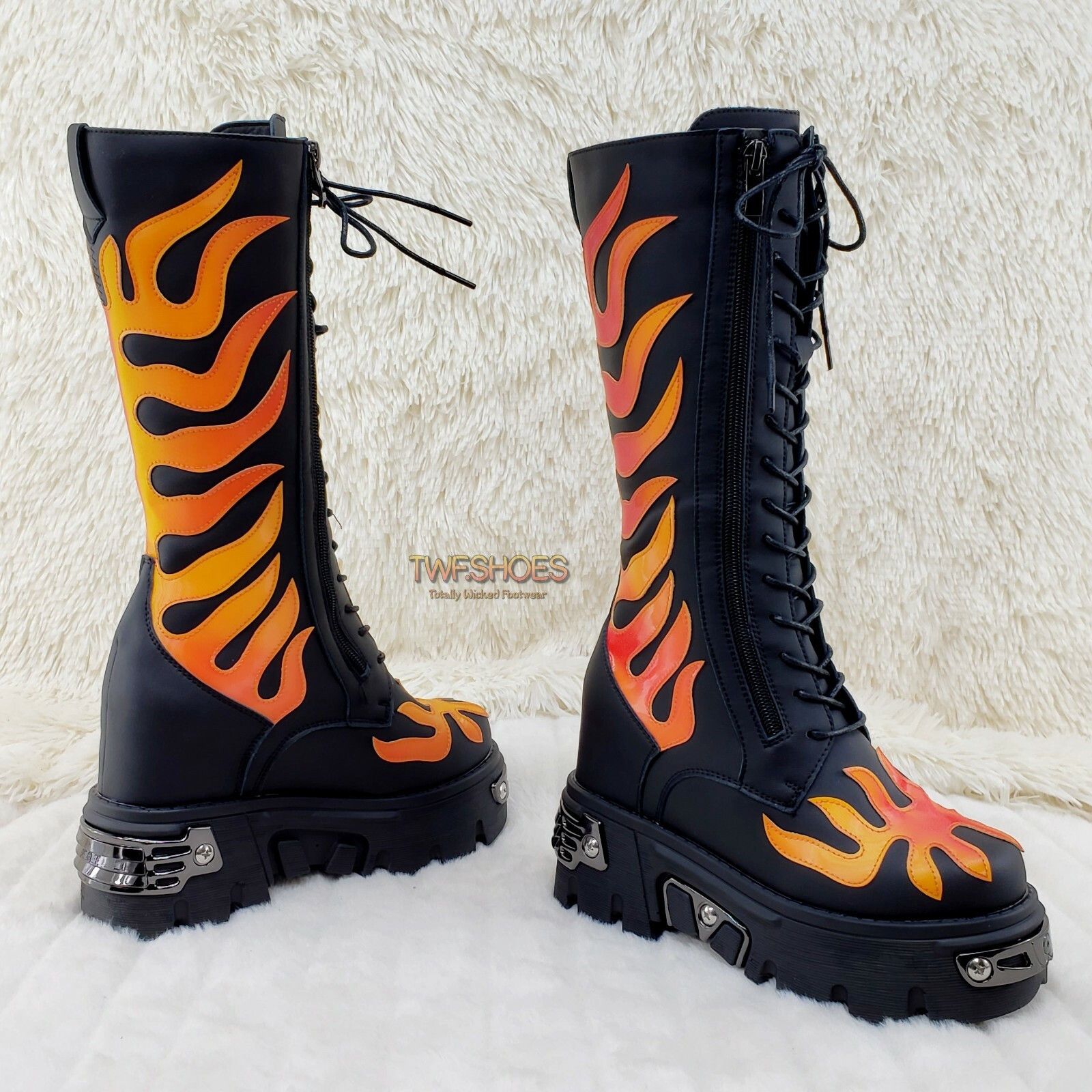 Other Wang Reflective Flame Punk Goth Rock 2" Platform 4.5 Hidden Size US 6 / IT 36 - 7 Thumbnail
