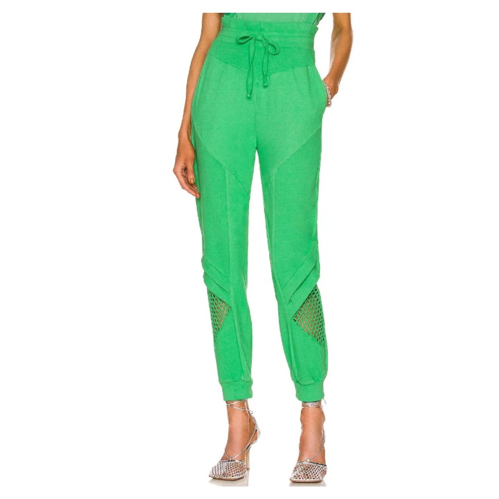 Other Noam Pants Womens XS Green Mesh Panel Joggers 100% Cotton Size 24" / US 00 / IT 34 - 1 Thumbnail
