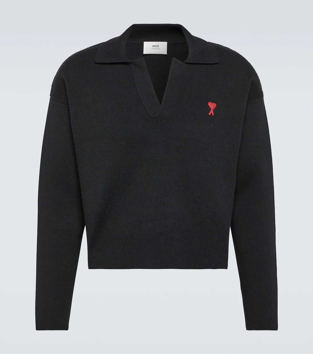 AMI Ami Paris - Ami De Cœur cotton-blend cropped polo Size US S / EU 44-46 / 1 - 1 Thumbnail