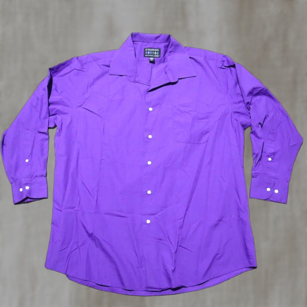 Alexander Julian Alexander Julian Colours Button Up Shirt Long Sleeve Mens XL 17 17.5 32/33 Purple Cotton Blend Solid Button-Down Shirt Men Size US M / EU 48-50 / 2 - 1 Thumbnail