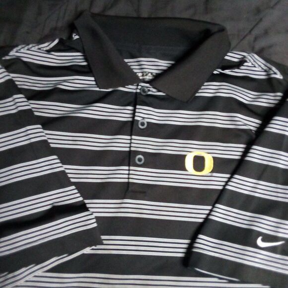 Nike Nike Golf Dri-Fit Oregon Ducks Striped Polo Shirt Size US XXL / EU 58 / 5 - 1 Thumbnail