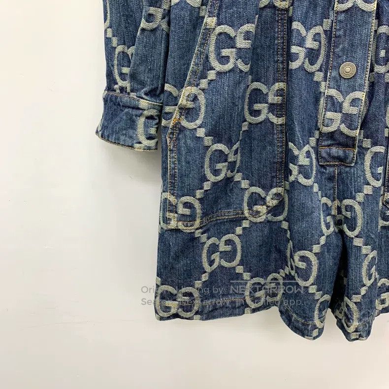 Gucci Gucci Blue logo jacquard full-print cotton lapel single-br Size 28" / US 6 / IT 42 - 5 Thumbnail