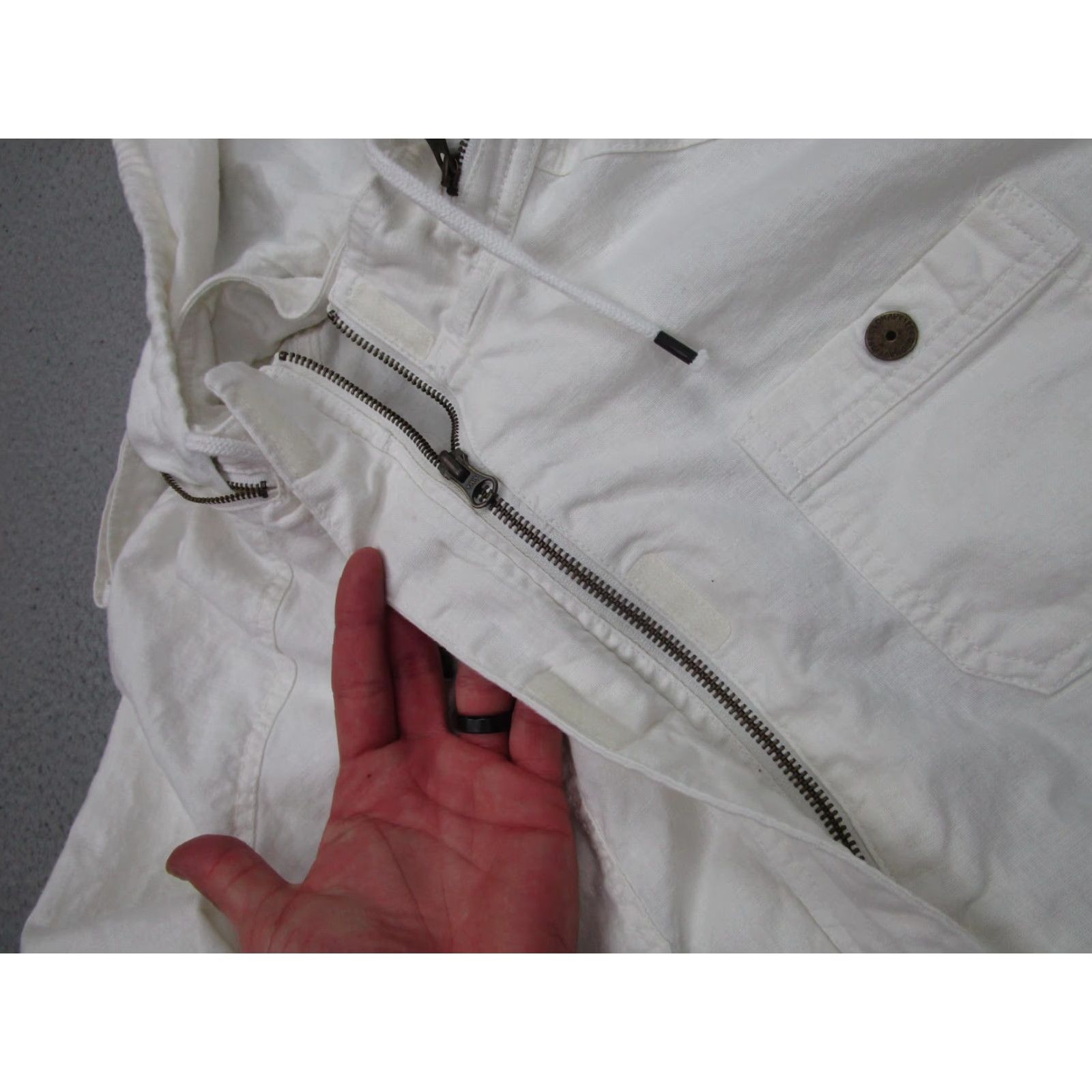 Old Navy Old Navy Jacket Womens XL White Linen Blend Hooded Anorak Zip Pockets Belted Size XL / US 12-14 / IT 48-50 - 4 Thumbnail