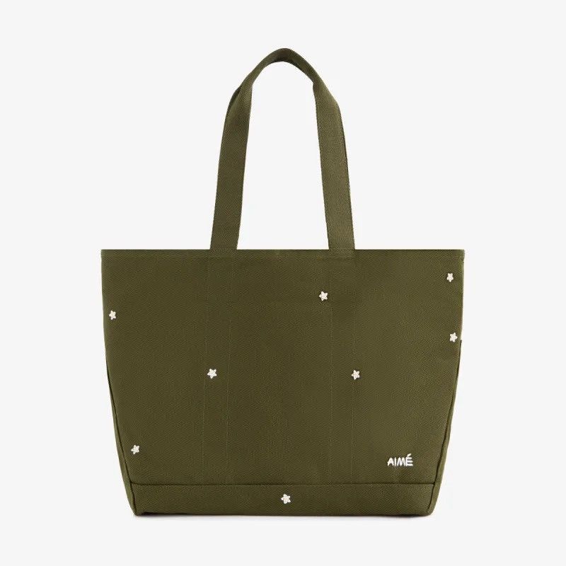 Aime Leon Dore Aime Leon Dore Floral Embroidered Large Canvas Tote Olive Size ONE SIZE - 1 Thumbnail
