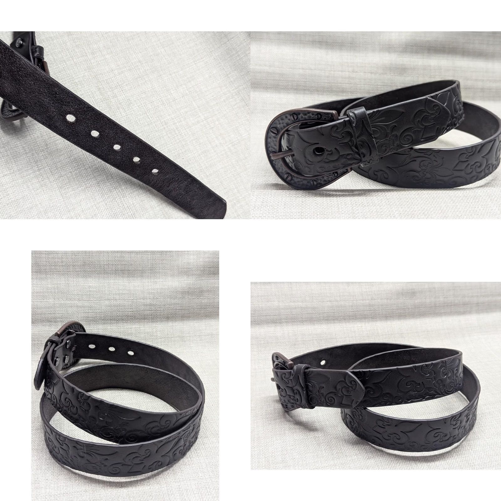 Ariat VINTAGE Ariat belt Western Belt 38 dark brown TOOLED buckle Y2K fleur de lis Men Adults 38 Leather Studded Size 38 - 8 Thumbnail