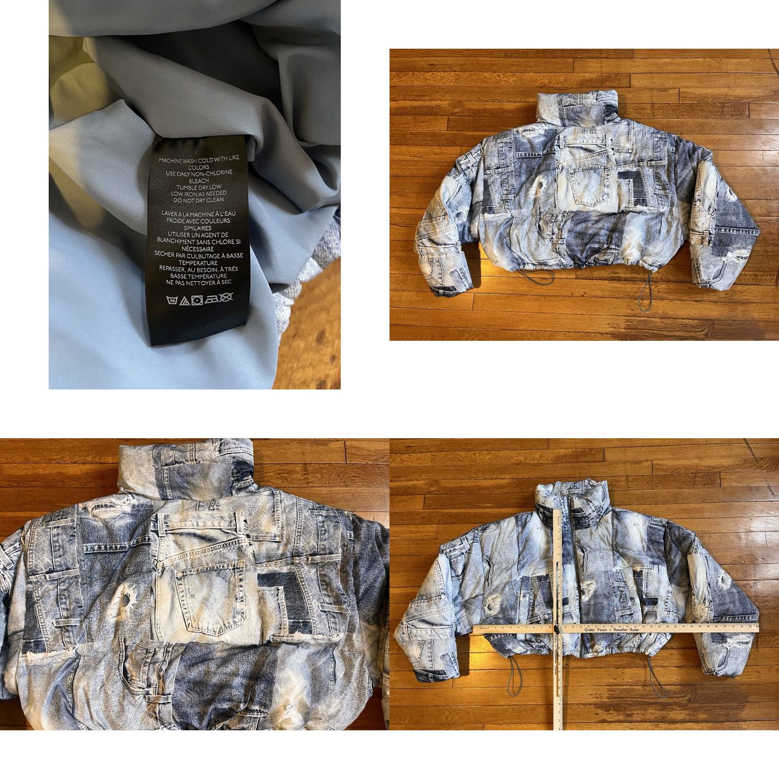 Urban Outfitters Urban Outfitters Taryn Cropper Puffer Jacket Women’s 3XL Blue Denim Print Jacket Size XXL / US 16-18 / IT 52-54 - 8 Thumbnail