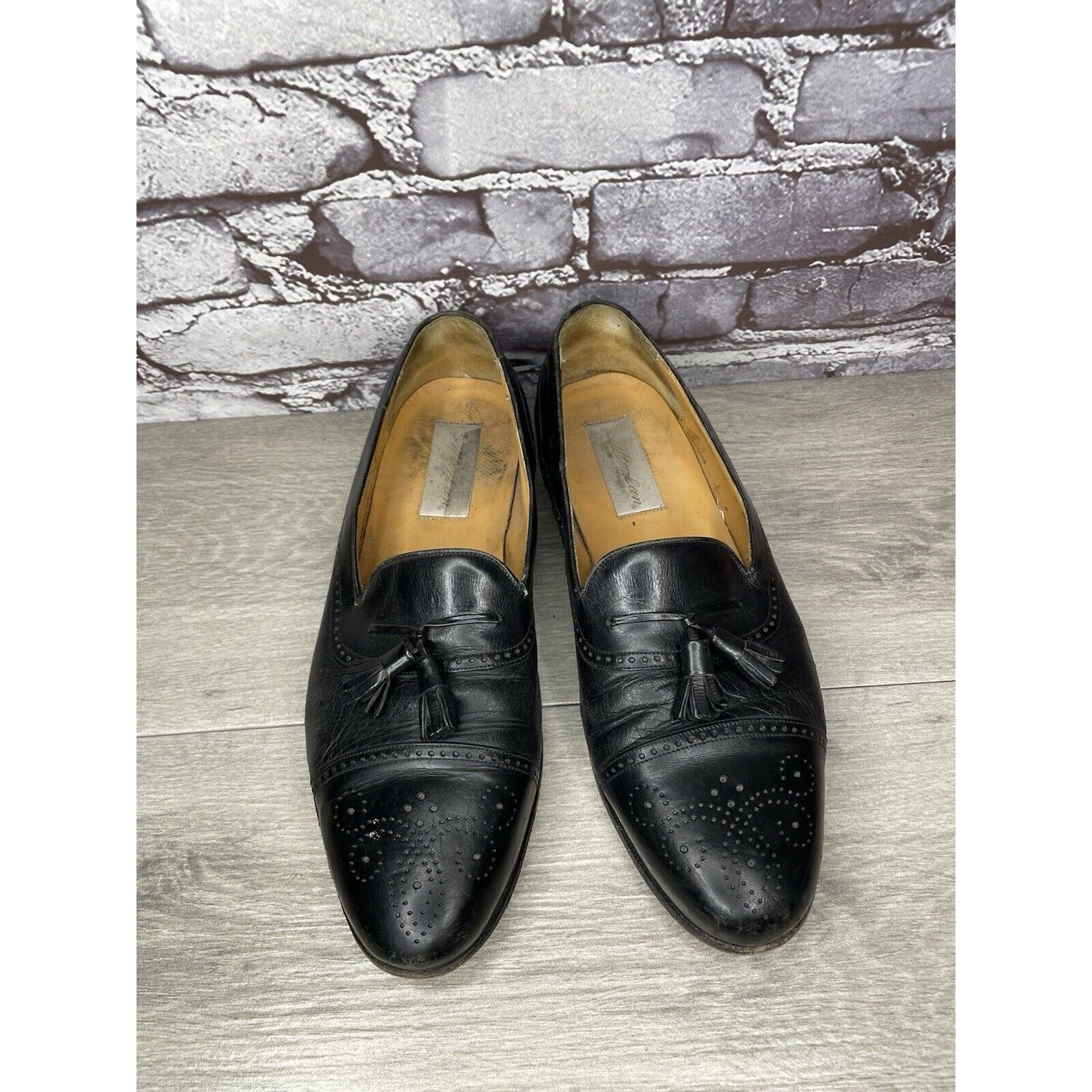 Mezlan MEZLAN HAVANA Black Leather Wingtip Tassel Loafers Shoes Men Size US 10.5 / EU 43-44 - 13 Thumbnail