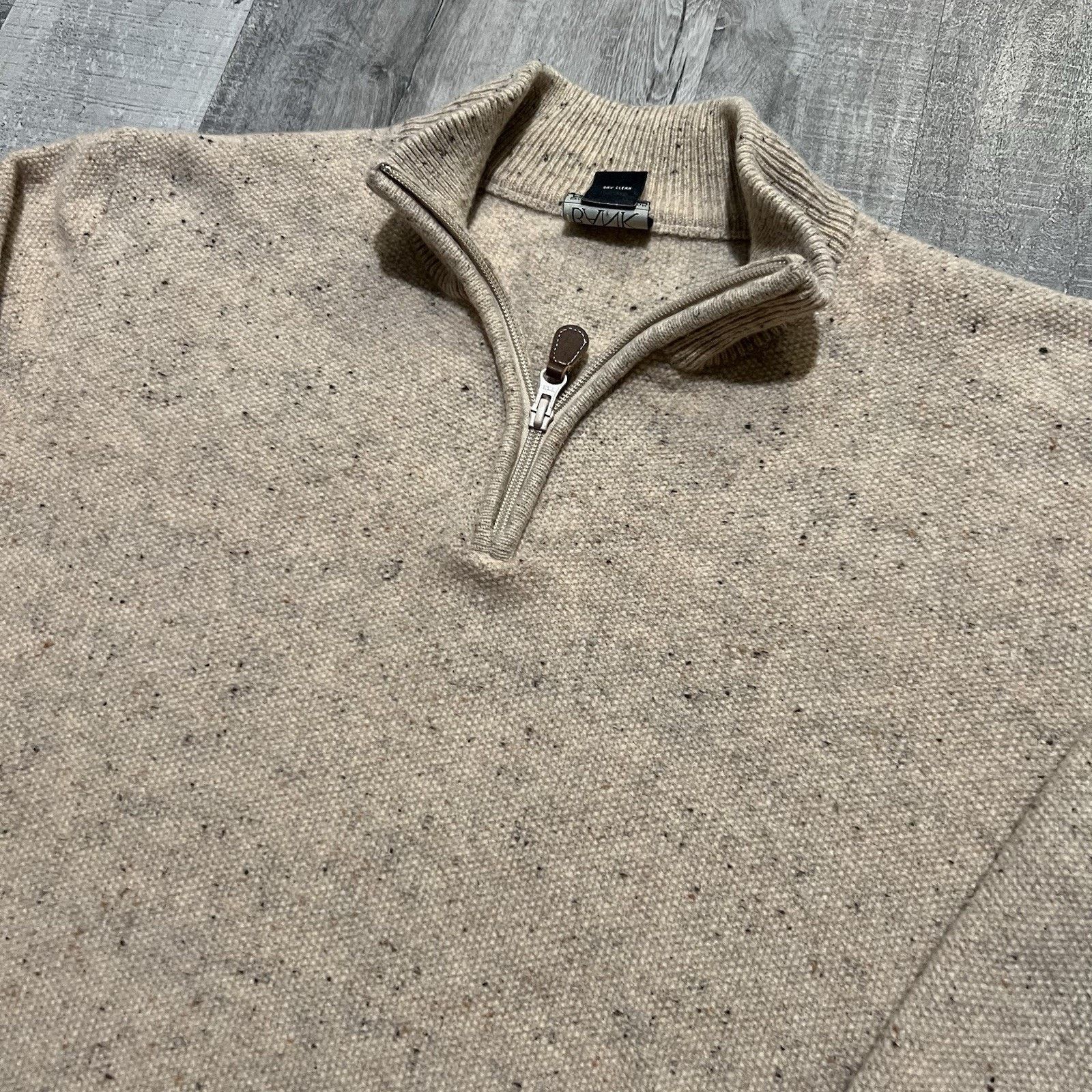 Jos. A. Bank Jos. A. Bank Mens Oatmeal XL 80% Lambswool 1/4 Zip Sweater Size US XL / EU 56 / 4 - 2 Thumbnail