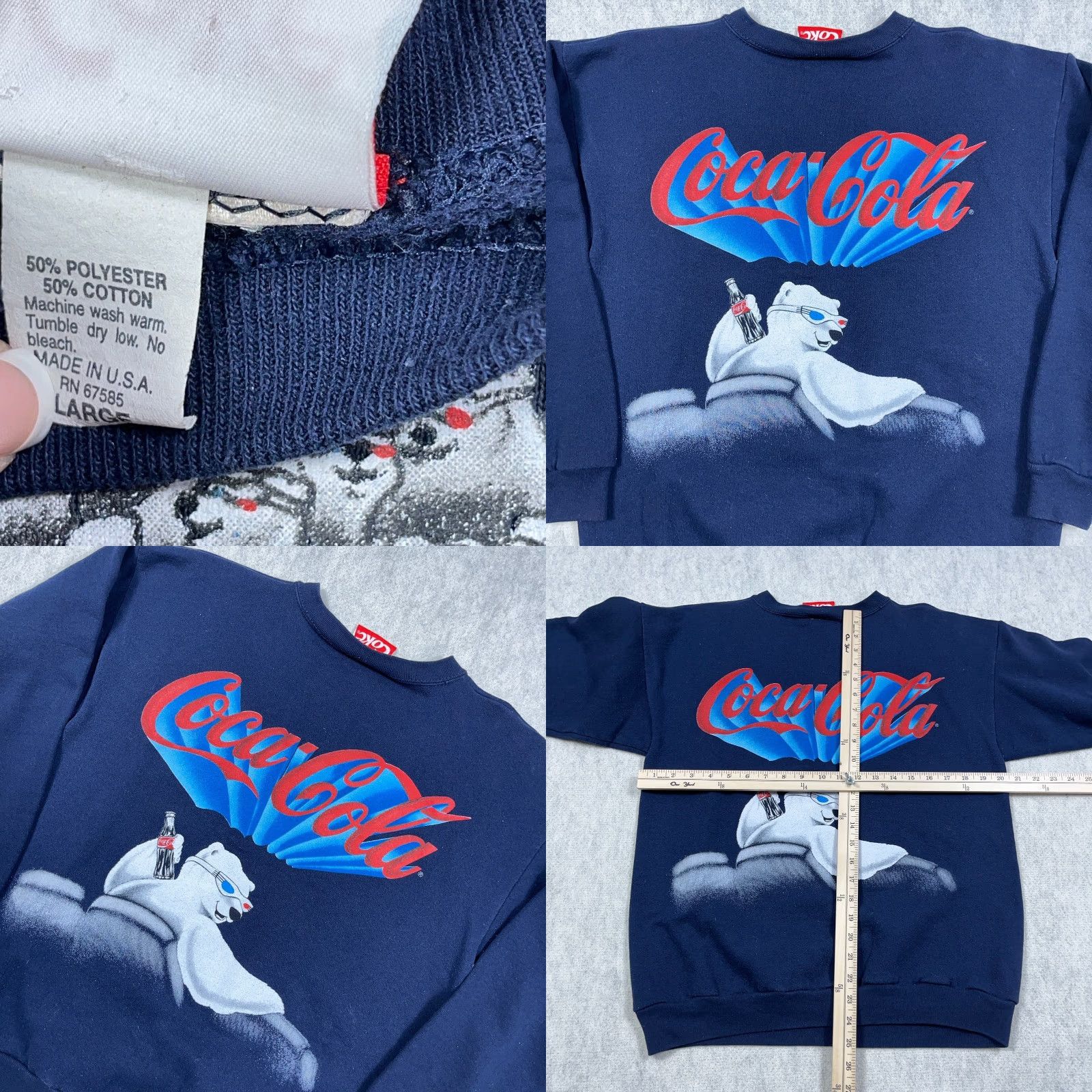 Vintage VINTAGE Coca-Cola Sweatshirt Men Large Blue Crewneck Polar Bear 3D Glasses 90s Size US L / EU 52-54 / 3 - 8 Thumbnail