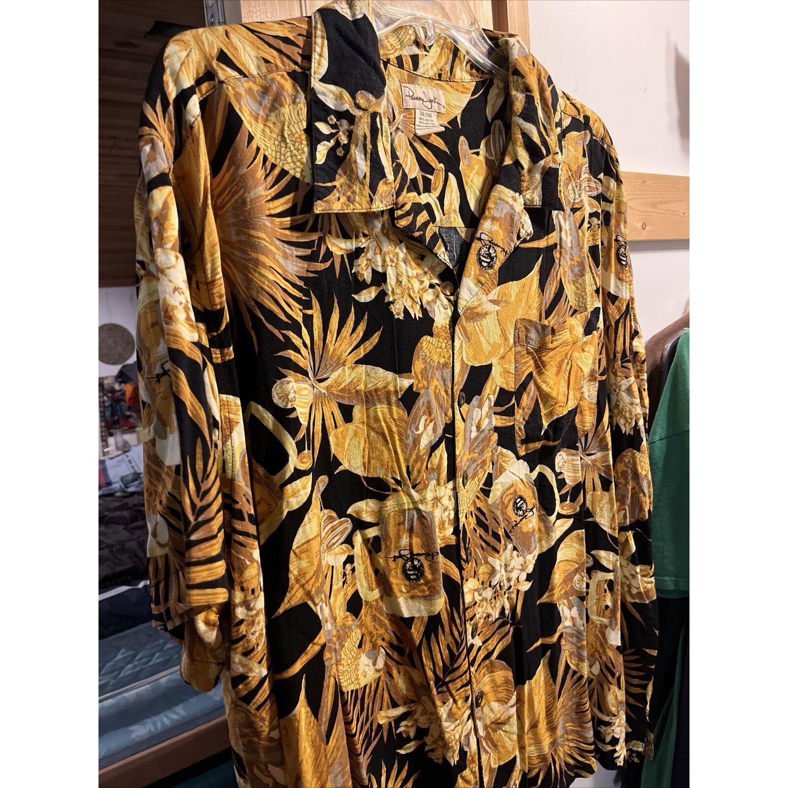 Panama Jack Panama Jack Men's 3XL Golden SS Button Rayon Hawaiian Shirt Size US XXL / EU 58 / 5 - 6 Thumbnail