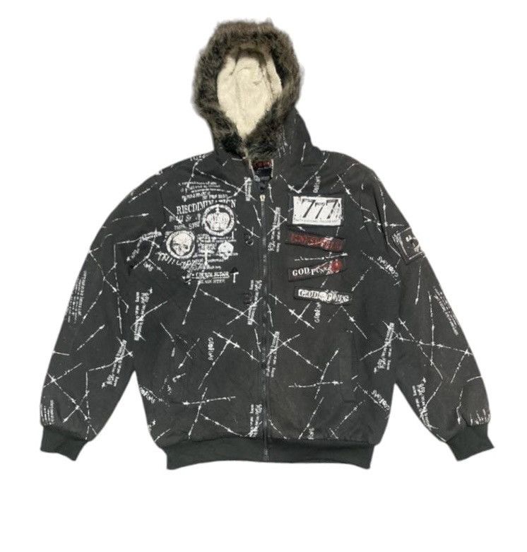 Vintage God Punks Fur Jacket Hoodie Sun Faded