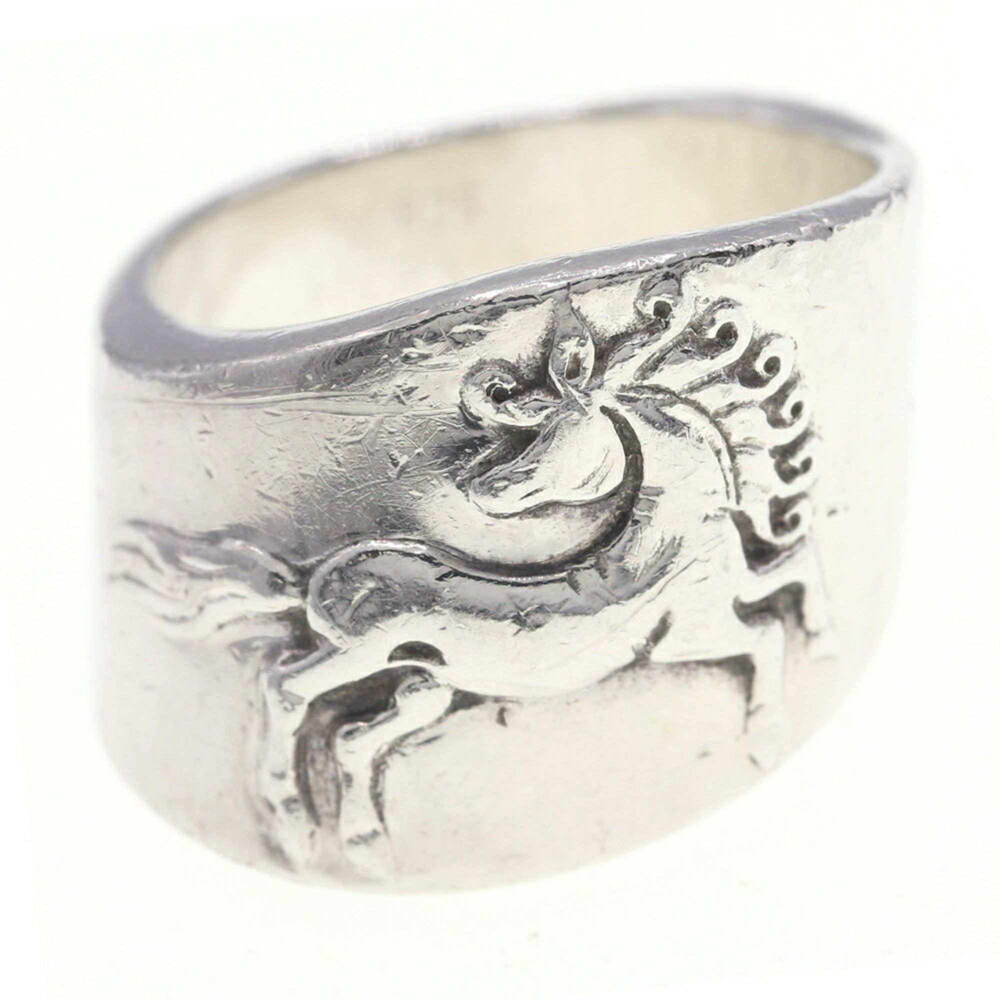 image of Hermes Ring Sv Sterling Silver 925 Size 50 Wide Horse Ventage Old Ladies Hermes, Women's