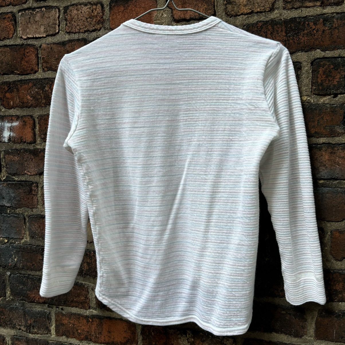 Vintage Vintage 1990s Striped White Thermal Longsleeve Shirt Size S / US 4 / IT 40 - 6 Thumbnail