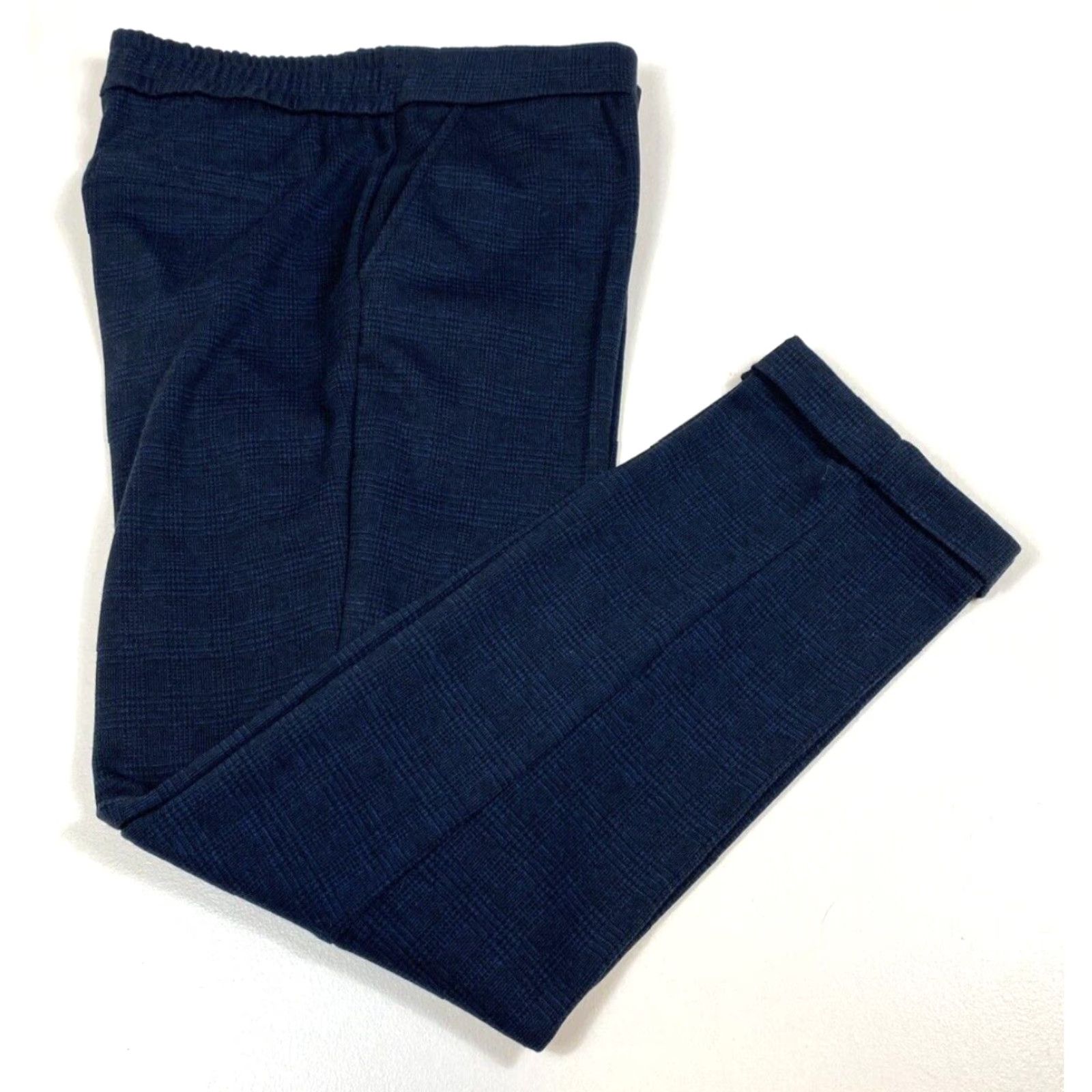 Vintage Jake*s Women’s Check Pants NWT Navy 40 Regular Elastic Waist Pleated Straight Inseam 28 in XS-XXL Compatible Size 27" / US 4 / IT 40 - 4 Thumbnail