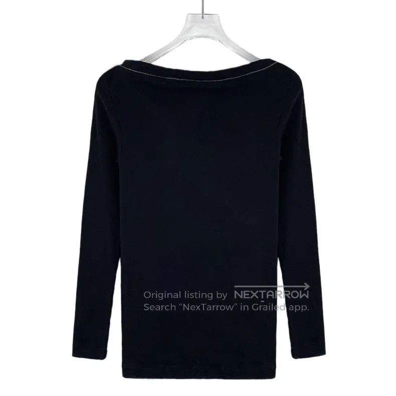 Brunello Cucinelli Brunello Cucinelli Black sequin cotton V-neck long-sleeve Size XS / US 0-2 / IT 36-38 - 2 Thumbnail