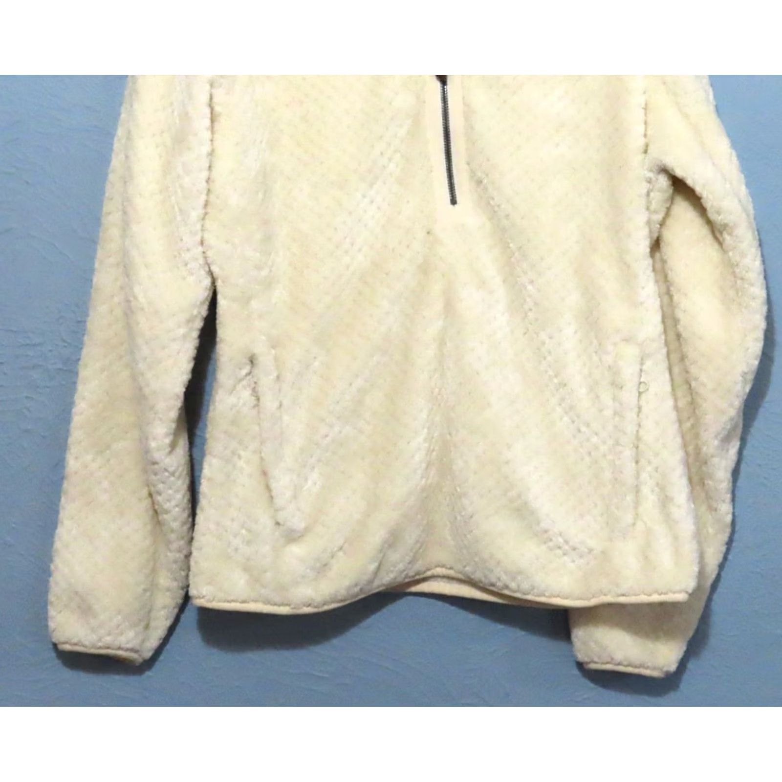 Vintage Columbia Women's M Fire Side 1/4 Zip Sherpa Fleece Chalk White Shirt Womens Regular Mock Neck Long Sleeve Knit Sweatshirt Size M / US 6-8 / IT 42-44 - 2 Thumbnail