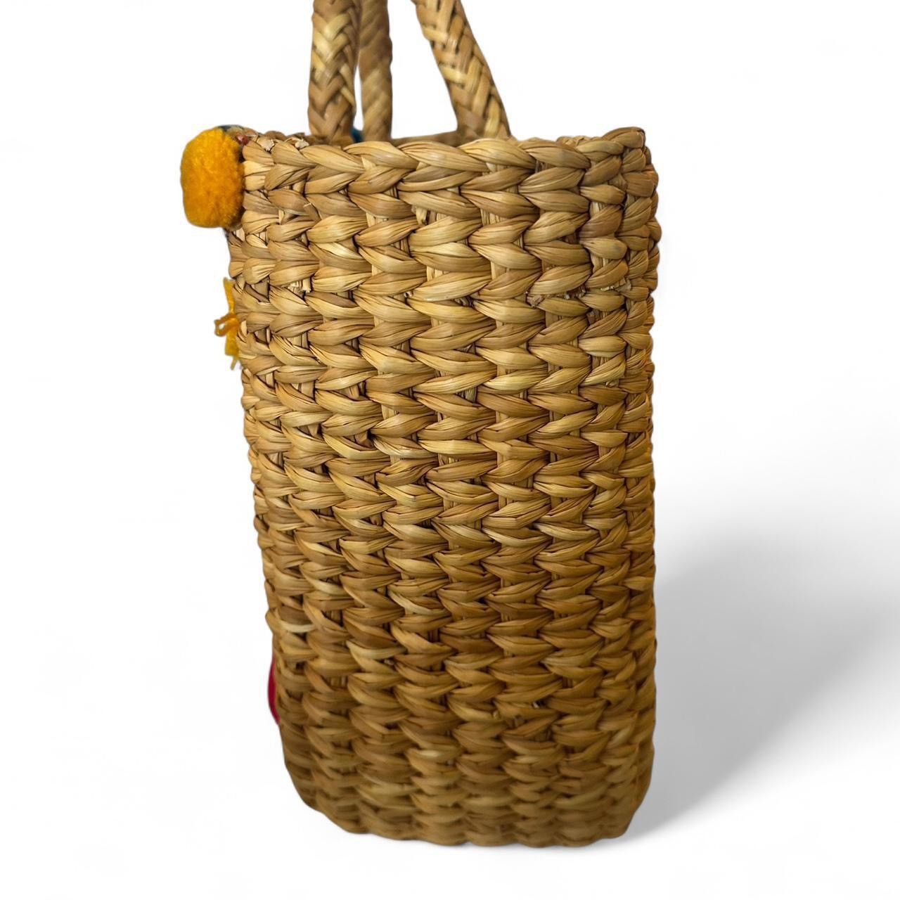 Other PITUSA Boho Embellished Straw Basket Tote Beach Bag Size ONE SIZE - 6 Thumbnail