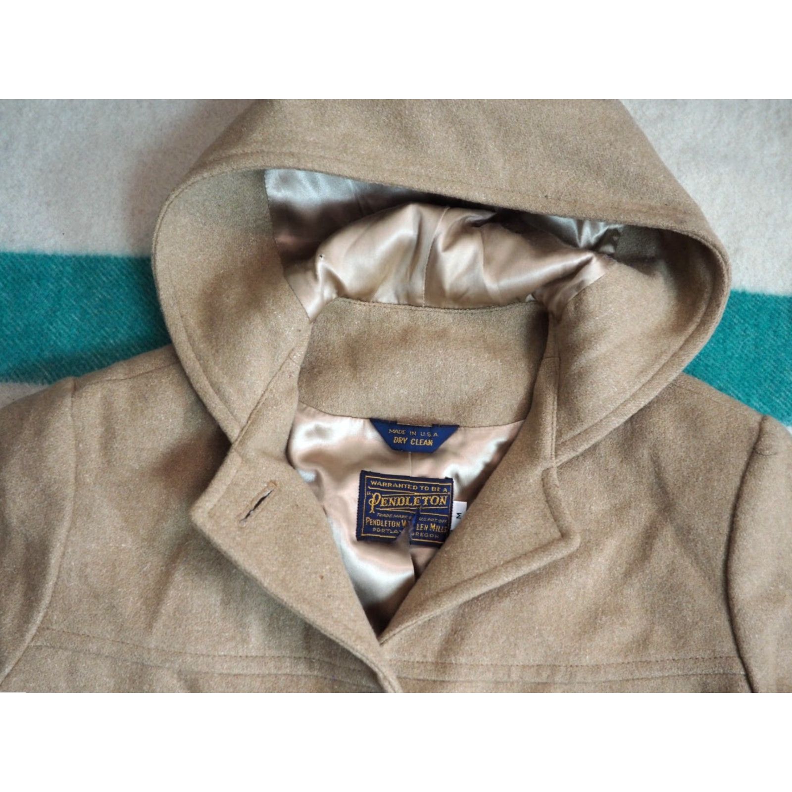 Pendleton VTG Pendleton 100% Wool Heavy Button Hooded Cruiser Coat USA Mens M Beige Tan 1980s Casual Jacket Size US M / EU 48-50 / 2 - 3 Thumbnail