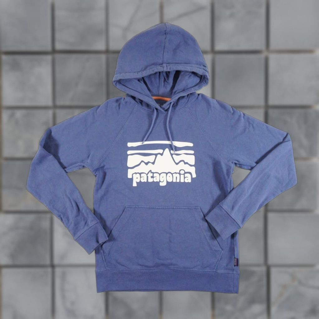 Patagonia Patagonia Womens Small Blue Hoodie Fitz Roy Sweatshirt Ladies Outdoor Casual Pullover Hooded Fleece Cotton Sweater Size S / US 4 / IT 40 - 1 Thumbnail