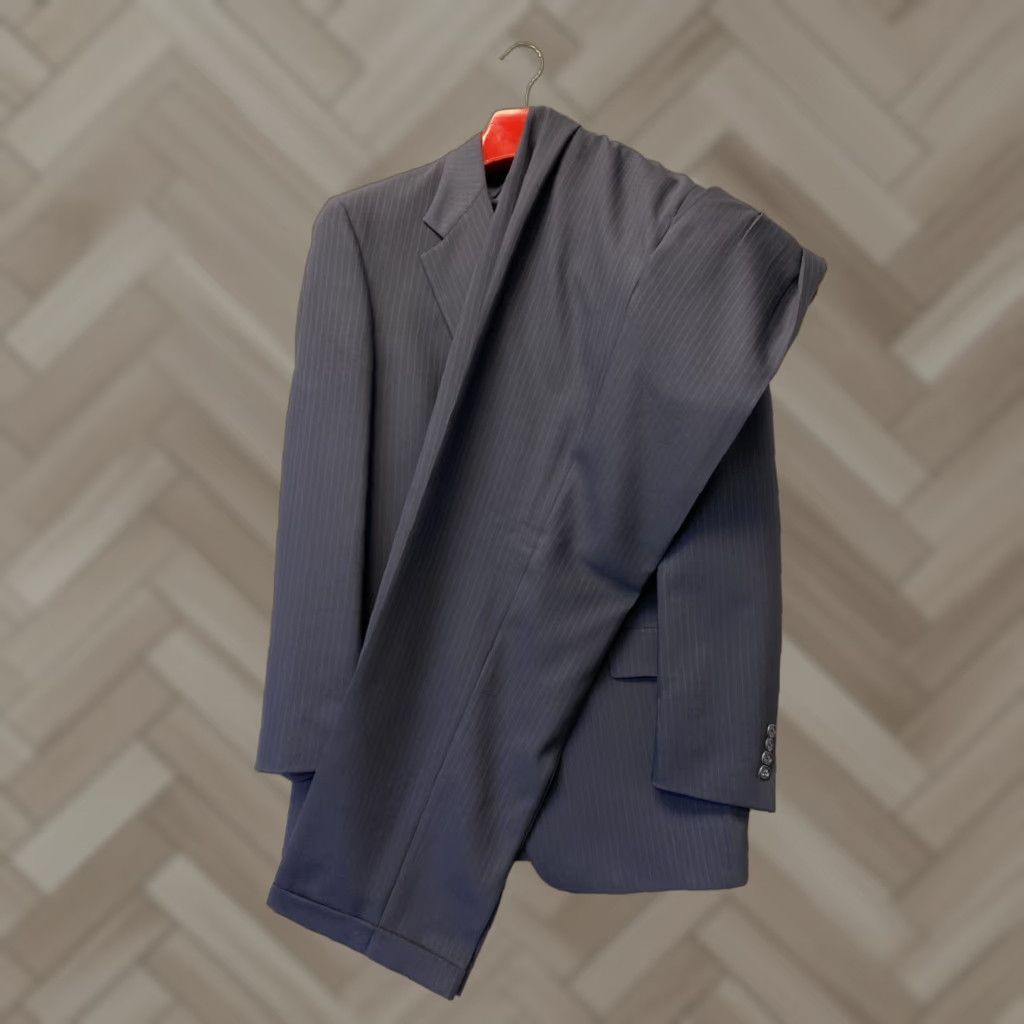 Hart Schaffner Marx Hart Schaffner & Marx Navy Blue Pin Stripe 2 Piece Suit 40L Classic Business Mens Size 40L - 1 Thumbnail