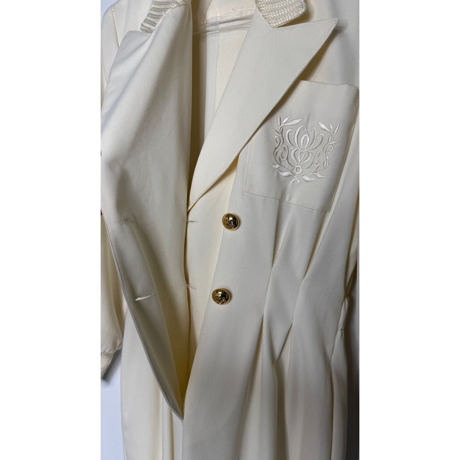Vintage 1980s Ivory Crest Tuxedo Jumpsuit Gold Button Power Suit S Size 28" / US 6 / IT 42 - 10 Thumbnail
