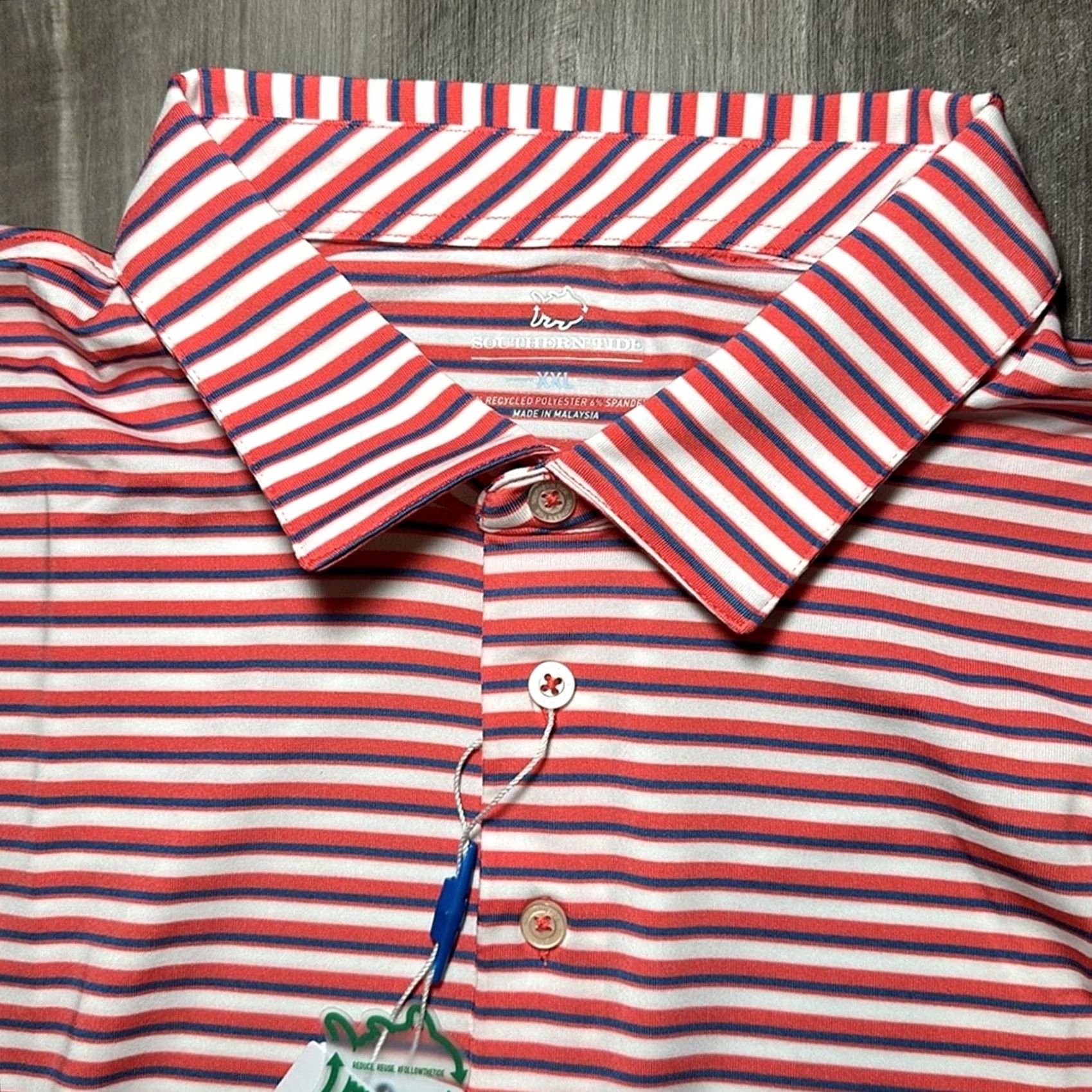 Southern Tide Southern Tide Polo - 2XL Men Red Gulf Stripe Driver Shirt Size US XXL / EU 58 / 5 - 6 Thumbnail