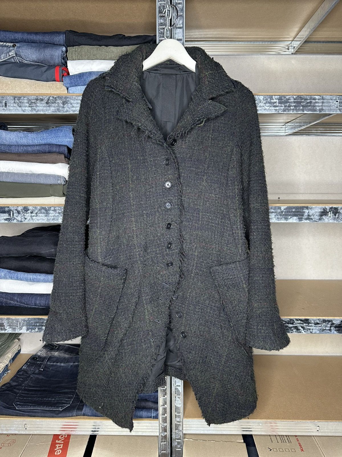 Rundholz Textured Wool Blend Long Coat Buttoned Women Size S