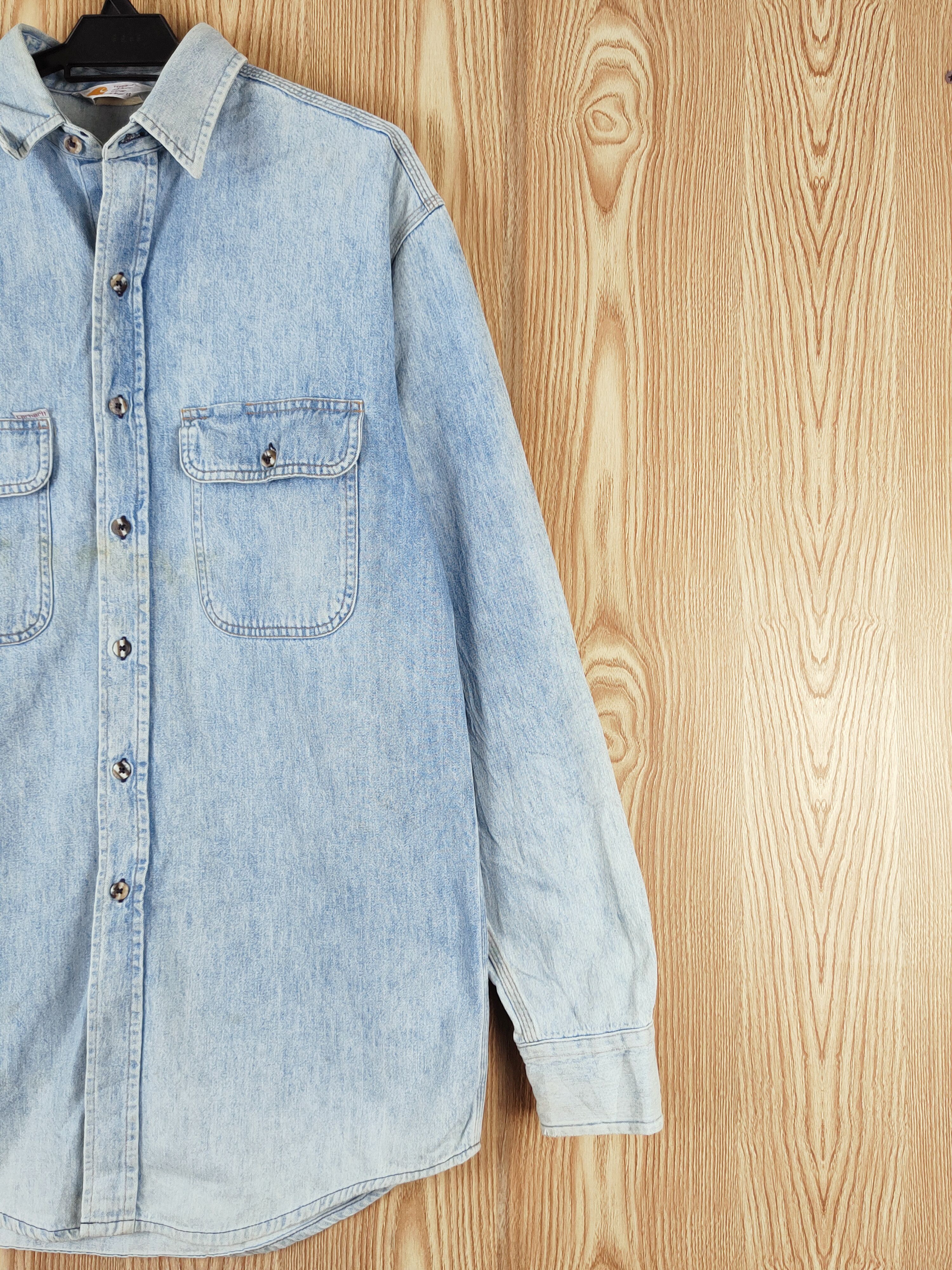 Carhartt × Vintage Retro & Cool 💥Carhartt Blue Button Up Denim Shirts Size US L / EU 52-54 / 3 - 6 Thumbnail