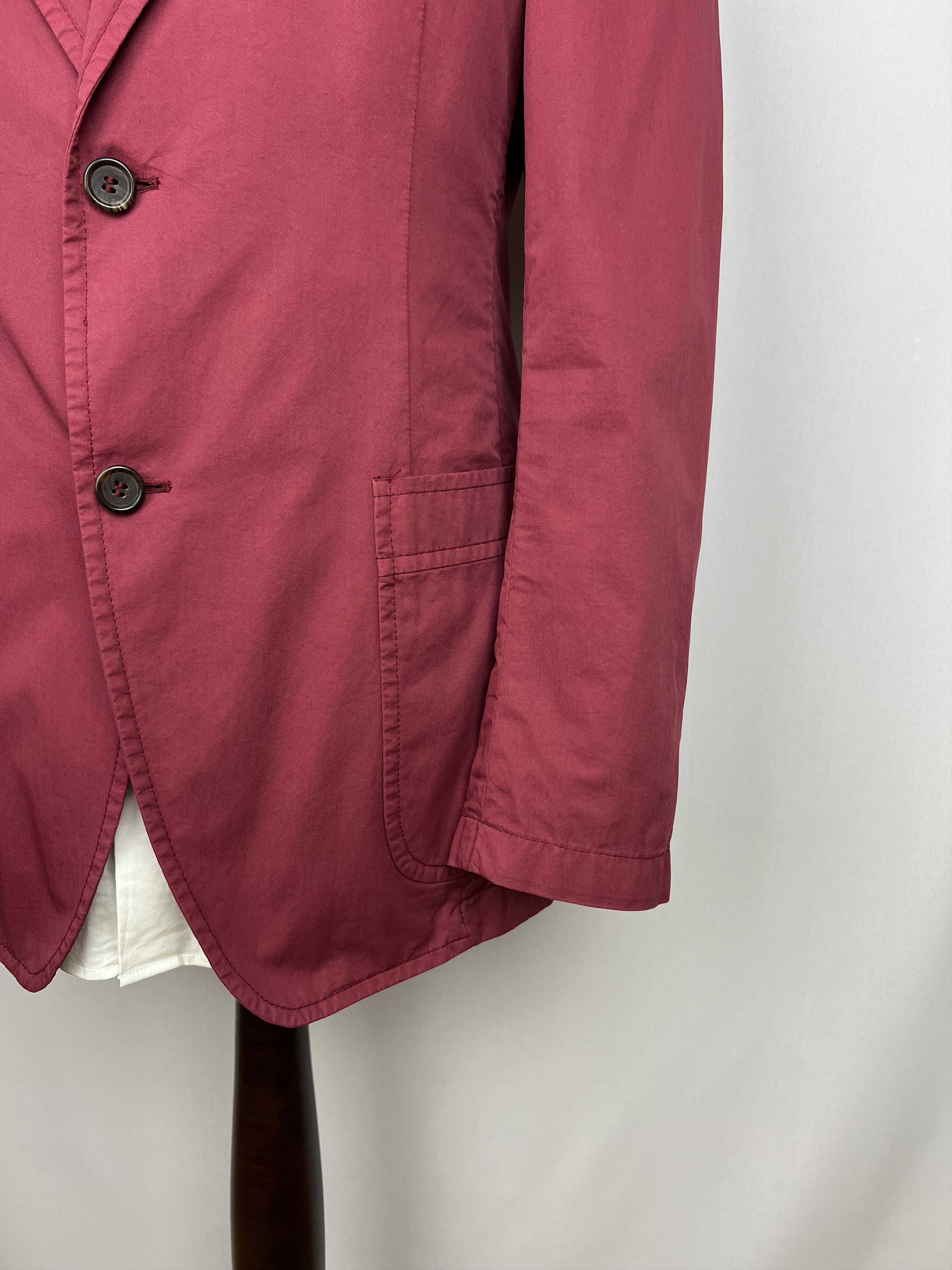 Prada Pale-Red Solid 100% Cotton Peak-Lapel Sport Coat Size 38R - 7 Thumbnail