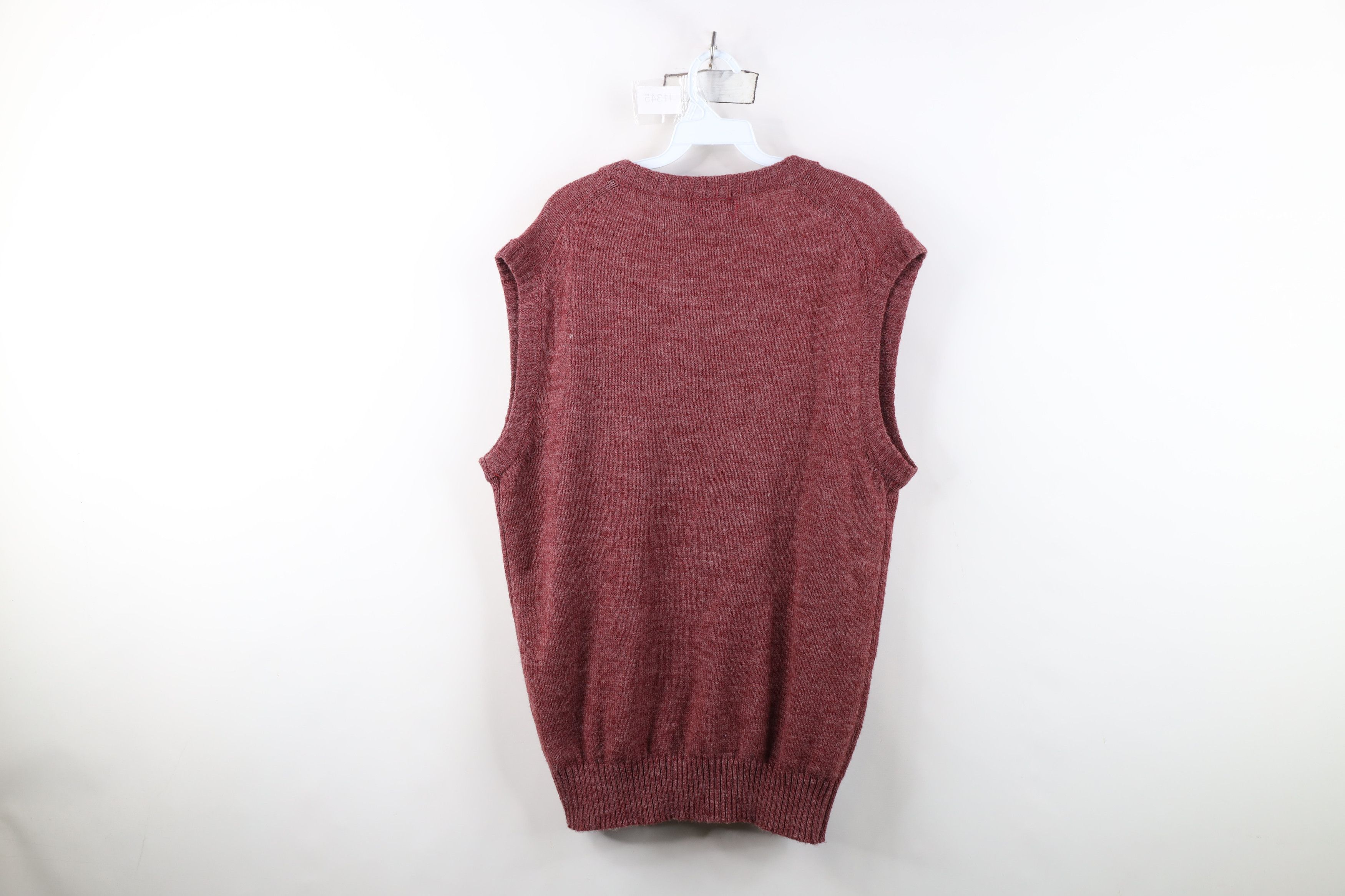 Vintage Vintage 70s Streetwear Ribbed Knit V-Neck Sweater Vest Red Size US XXL / EU 58 / 5 - 7 Thumbnail