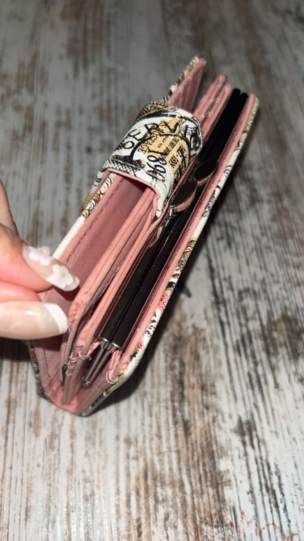 Other Women's Safe Keeper Wallet Beige Pink Postage Stamp Print Size ONE SIZE - 3 Thumbnail