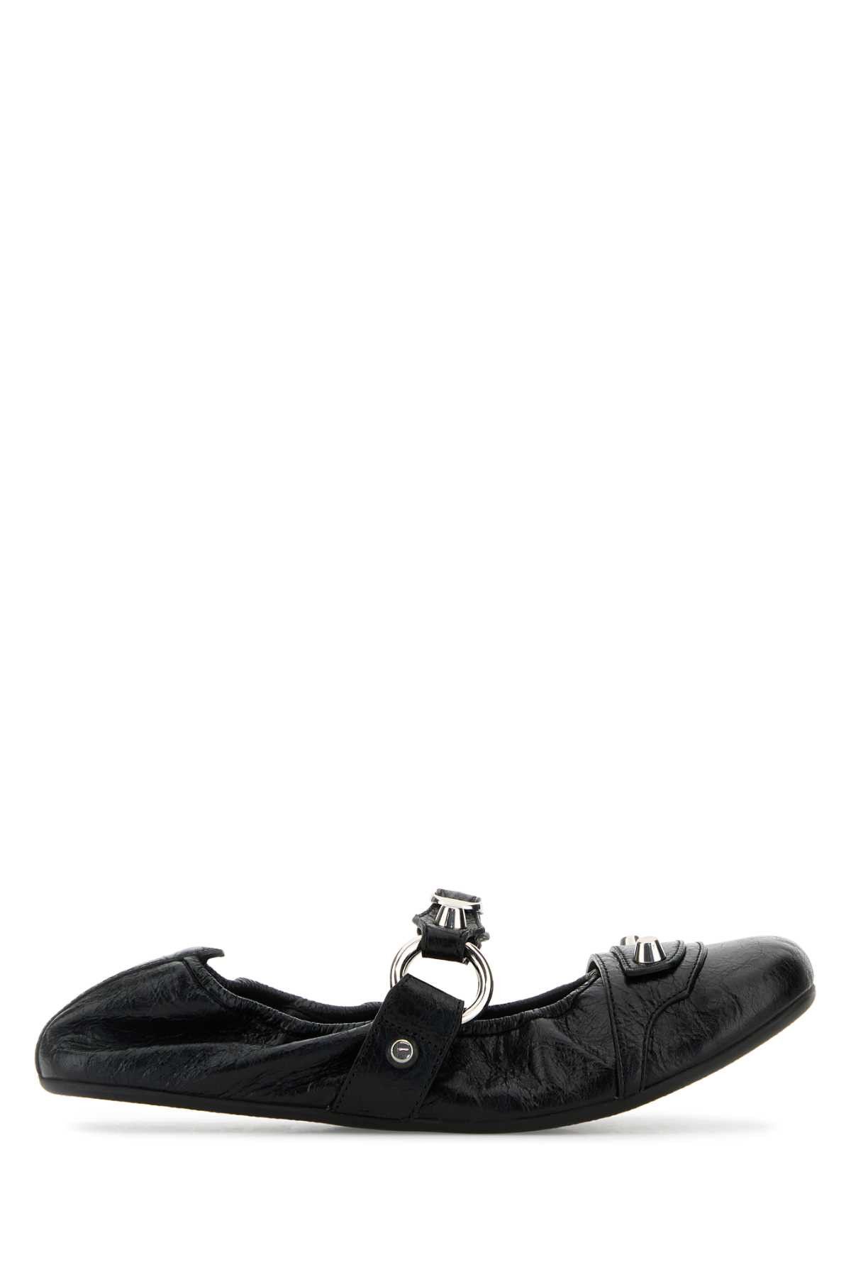 Balenciaga Black Leather City Ballerinas Size US 6 / IT 36 - 1 Thumbnail