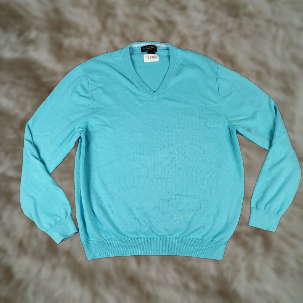 Brooks Brothers VINTAGE Brooks Brothers Sweater Pullover XL Men Blue Knit V-Neck Casual Traditional Size US XL / EU 56 / 4 - 1 Thumbnail