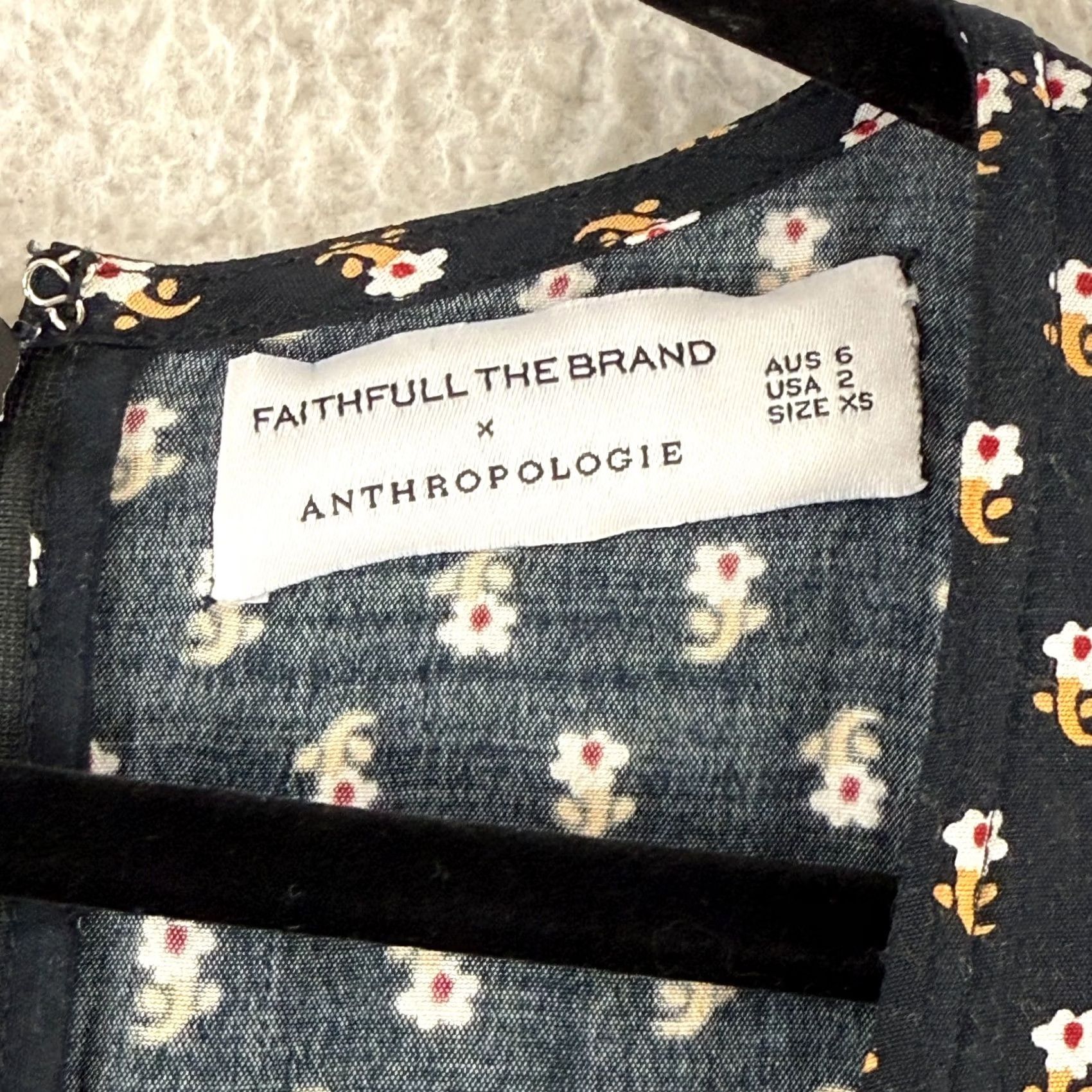 Vintage Faithfull The Brand x Anthropologie Fresa Dress Womens 2 Black Floral Tunic Dress Size XS / US 0-2 / IT 36-38 - 7 Thumbnail