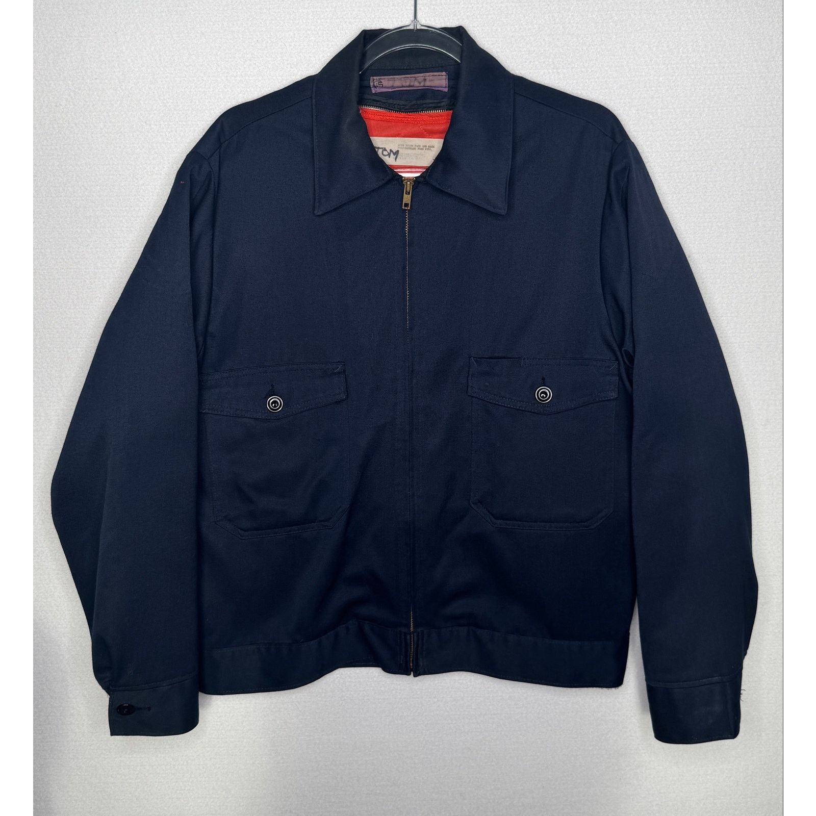 Vintage 1980s Navy Workwear Jacket Removable Orange Liner Men’s L Size US L / EU 52-54 / 3 - 10 Thumbnail