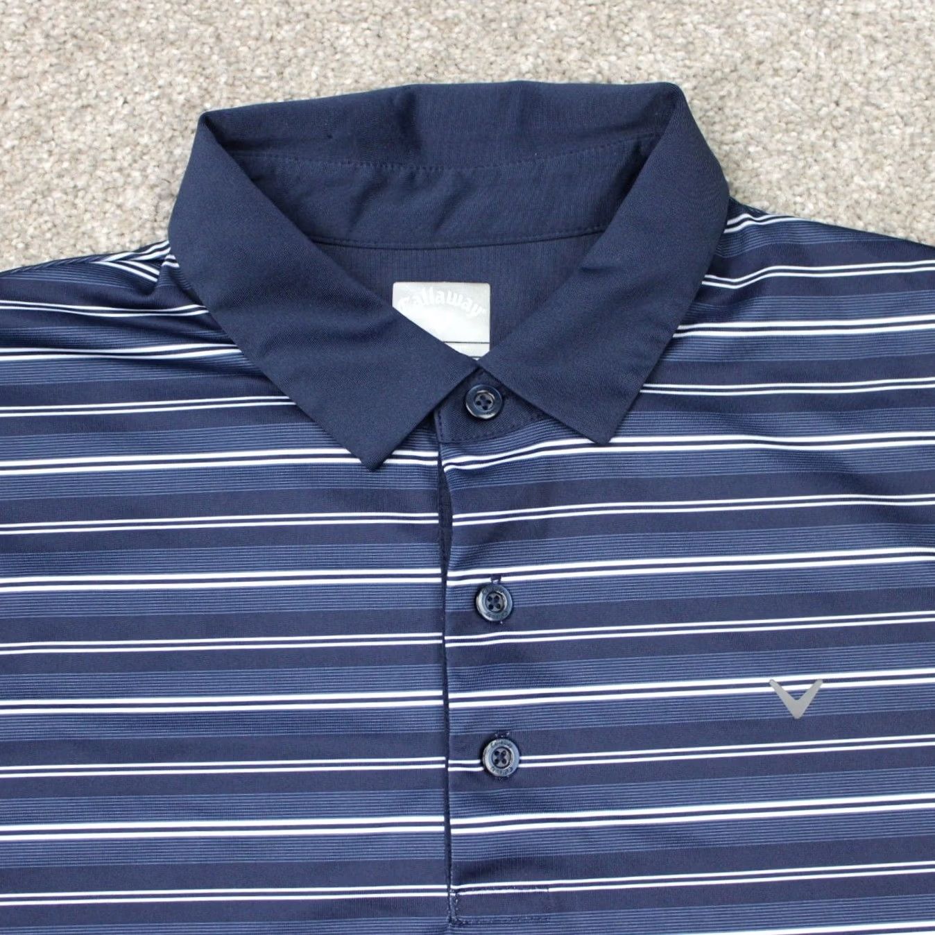Callaway Callaway Polo Shirt Mens Large Blue/White Striped Opti-Dri Golf Short Sleeve Polo Shirt Size US L / EU 52-54 / 3 - 4 Thumbnail