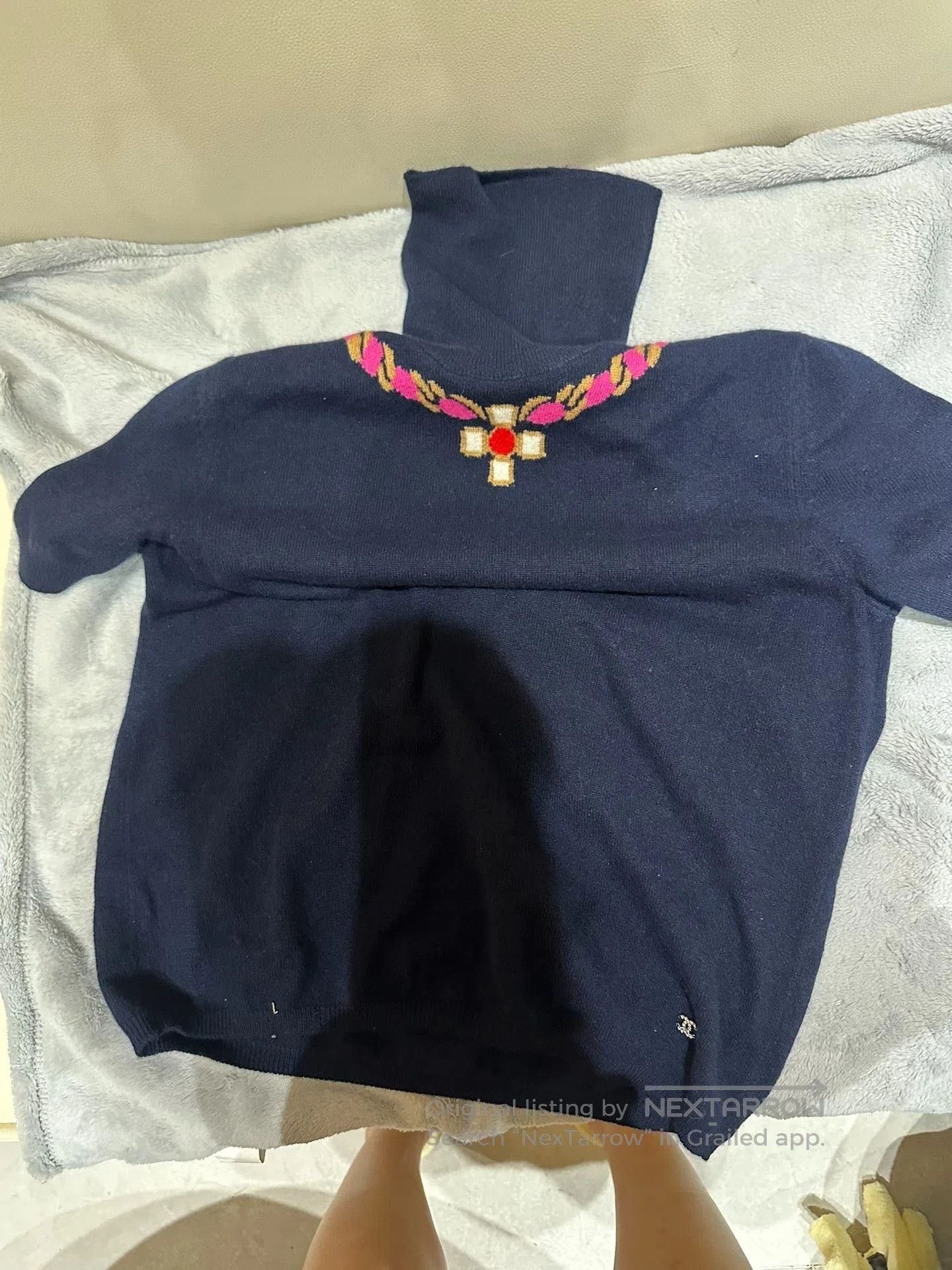 Chanel Chanel Dark Blue Decorative Collar Sweater. Size M / US 6-8 / IT 42-44 - 1 Thumbnail