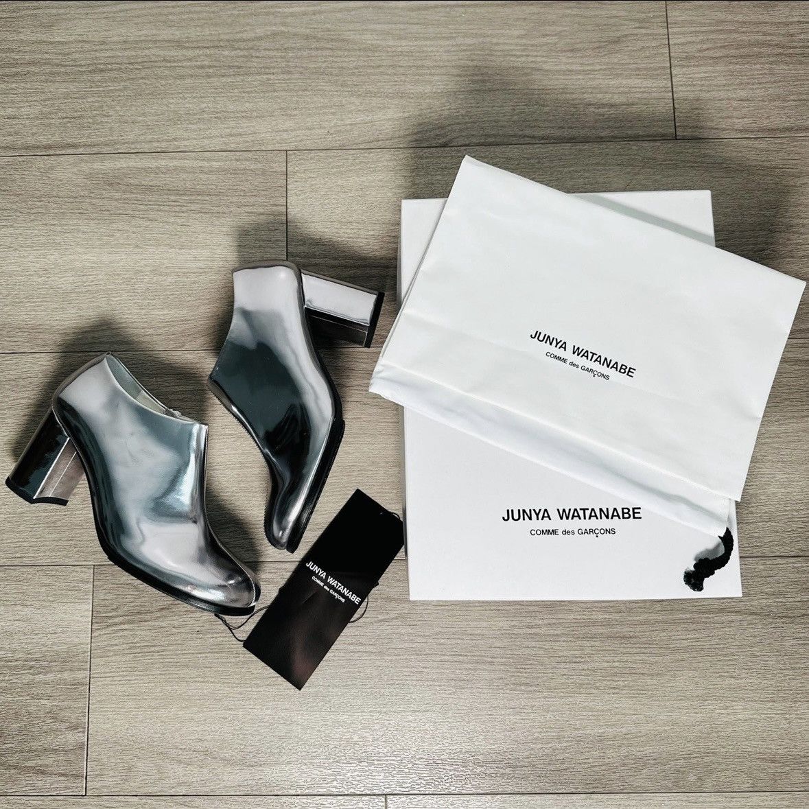 Junya Watanabe Junya Watanabe CDG Silver Leather Ankle Boots NWT Size US 6.5 / IT 36.5 - 1 Thumbnail